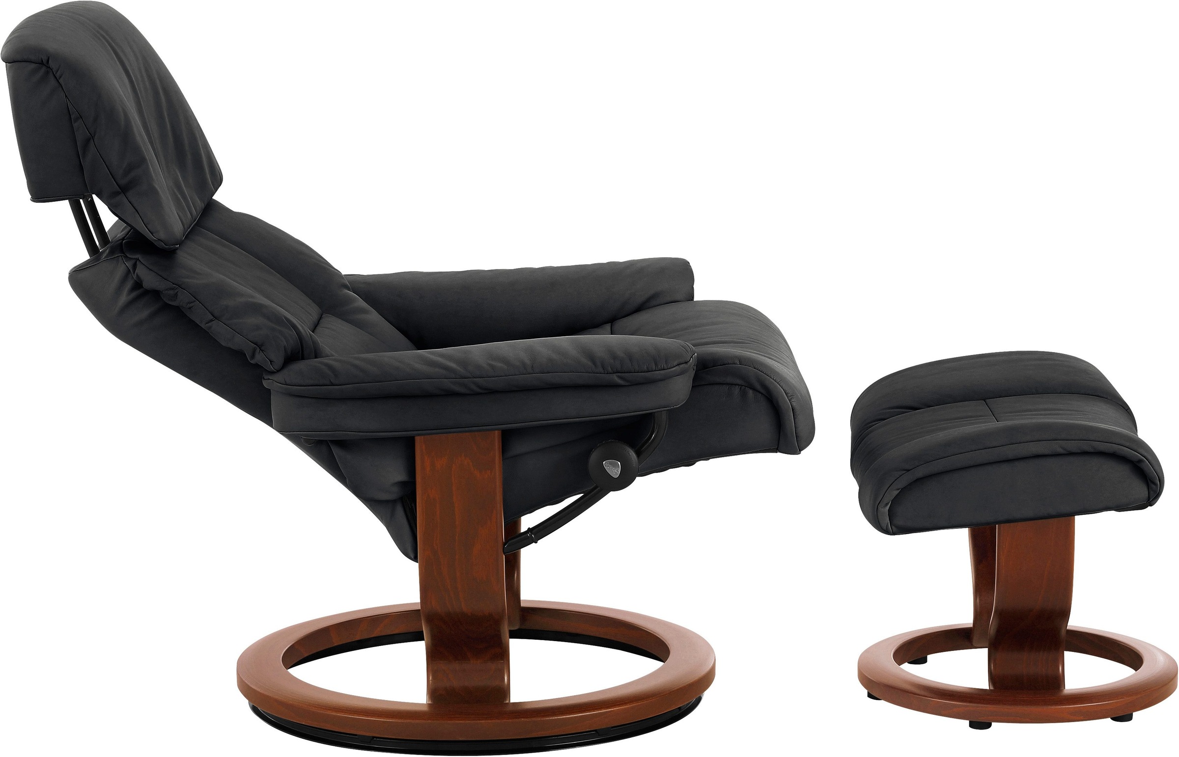 Stressless® Relaxsessel »Ruby«, (Set, Relaxsessel mit Hocker), mit Classic Base, Größe L, Gestell Eiche, Wenge, Braun & Schwarz