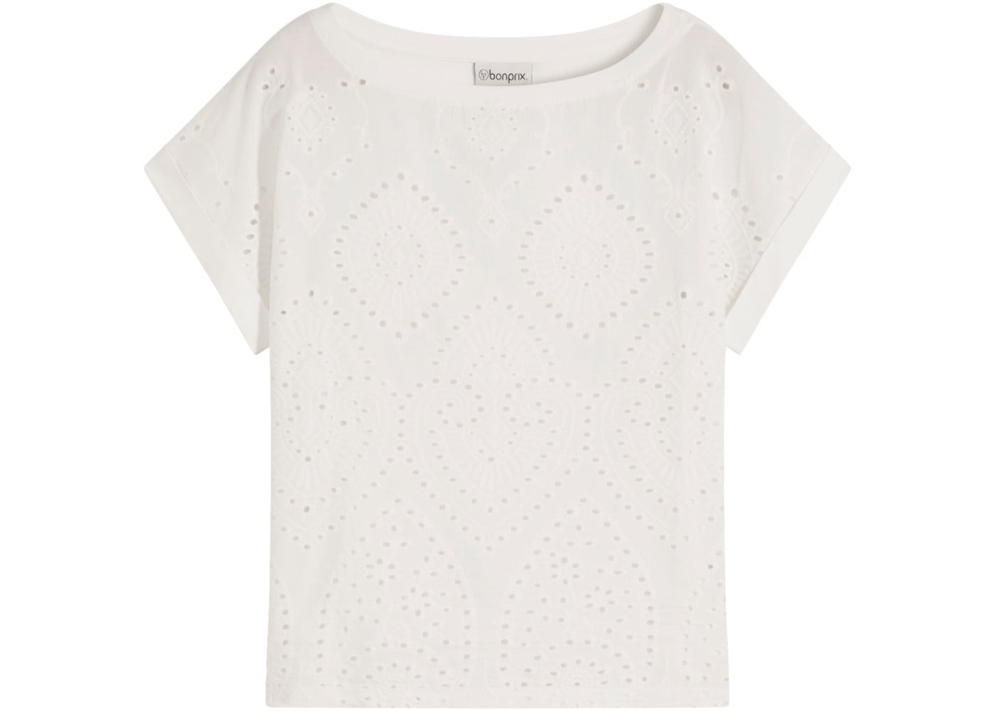 bonprix T-Shirt Oversize-Passform, mit Lochspitze, Kurzarm-Design