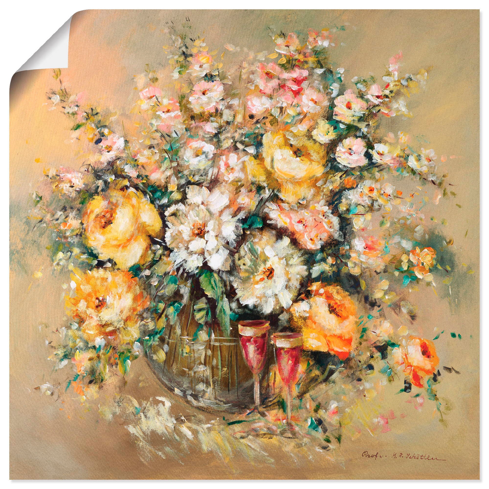 Artland Wandbild "Blumen und Spirituosen", Blumen, (1 St.), als Leinwandbil günstig online kaufen