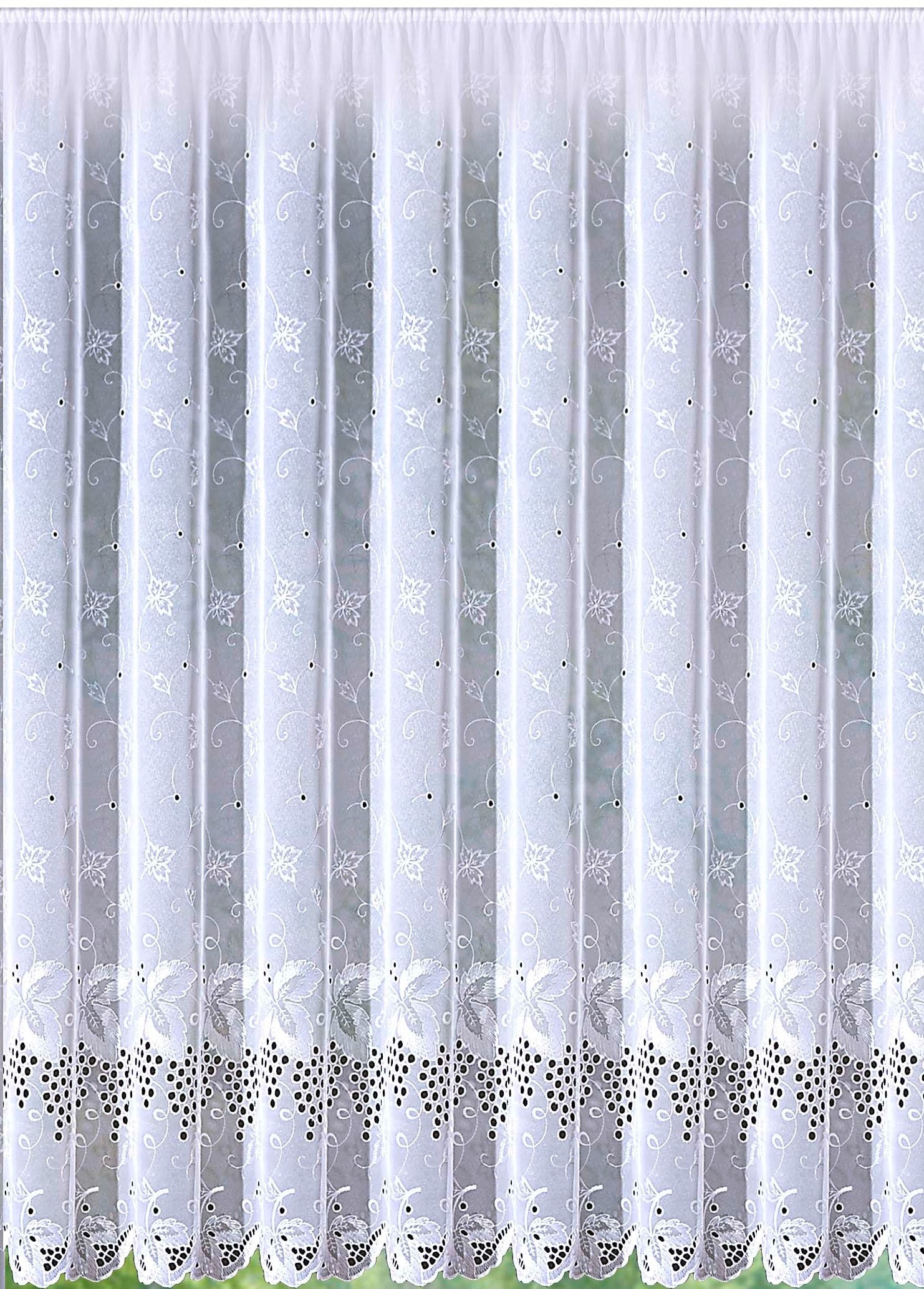 Stickereien Plauen Gardine "Rebe" Kräuselband 1 Stk. tlg. günstig online kaufen