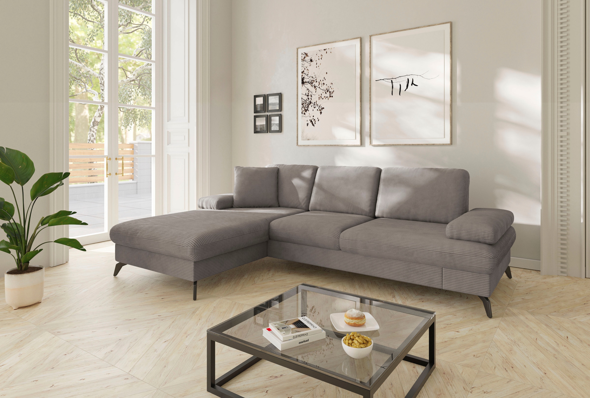 sit&more Ecksofa "Morris Jubi L-Form, B: 247 cm" mit Armteilfunktion & 1 Zierkissen, optional Schlaffunktion