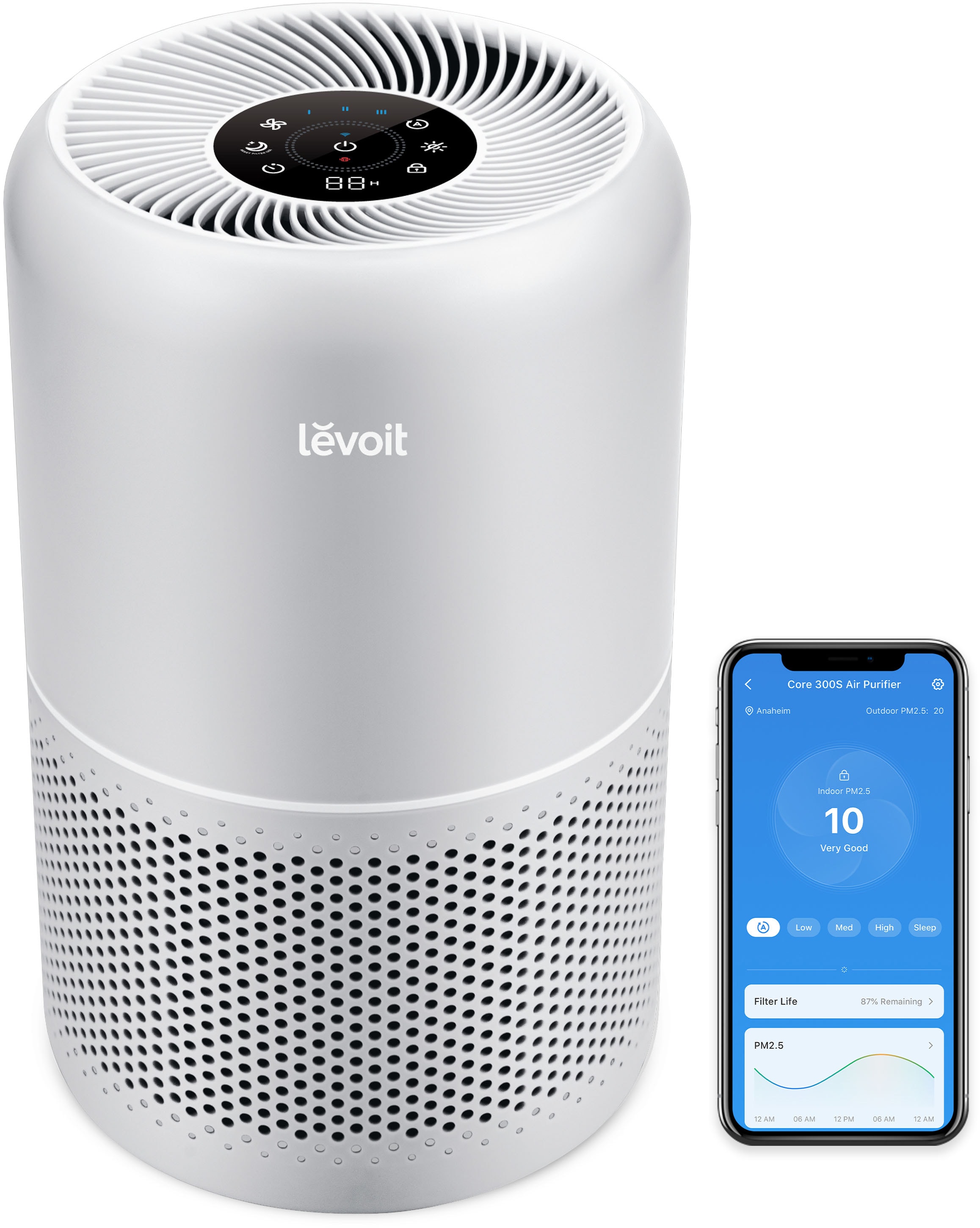 Levoit Luftreiniger "Core 300S Pro Smart Air Purifier" für 50 qm Räume 3-St günstig online kaufen