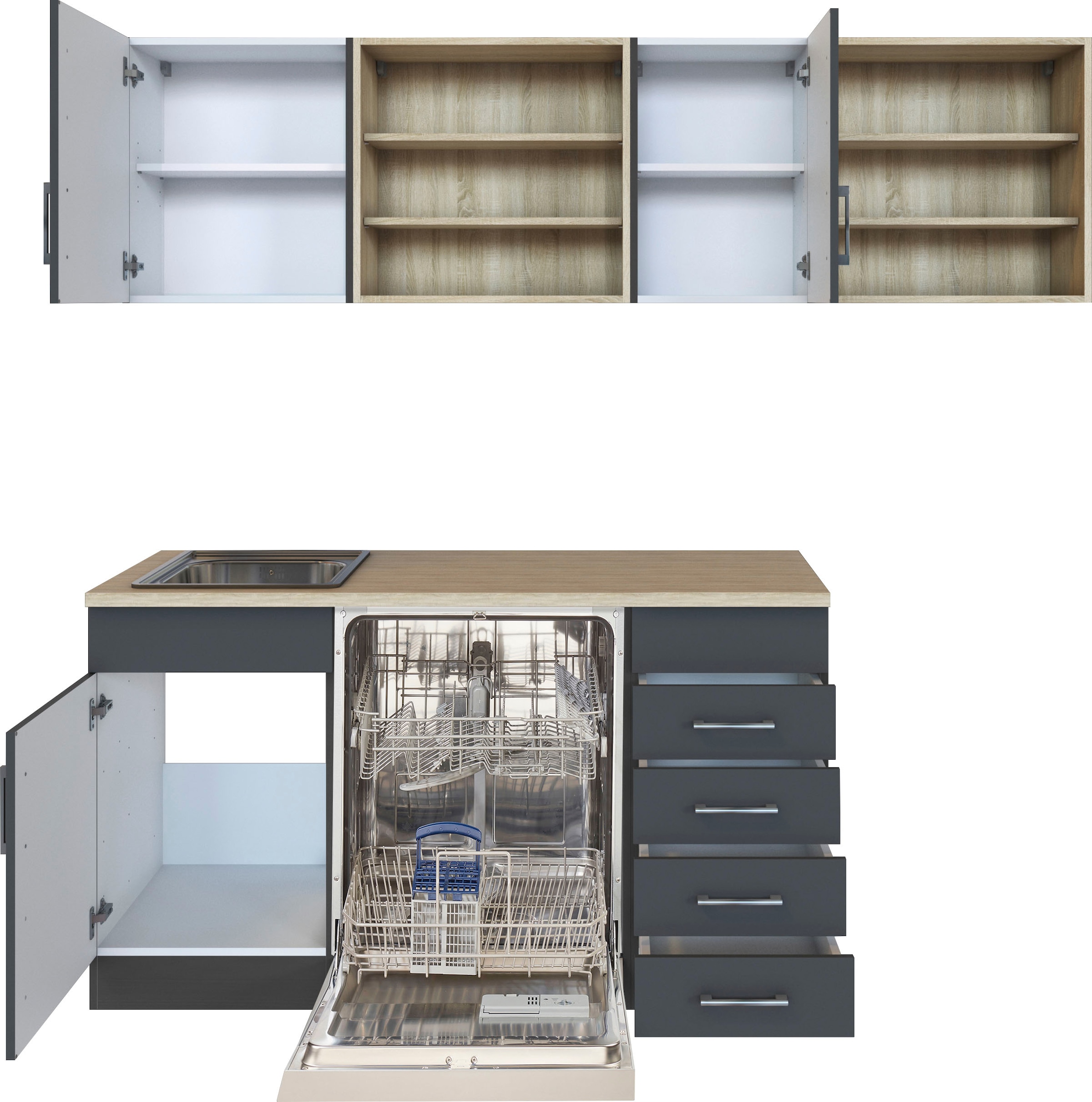 KOCHSTATION Küche »KS-Mali« Stellbreite 210/110 cm, mit E-Geräten