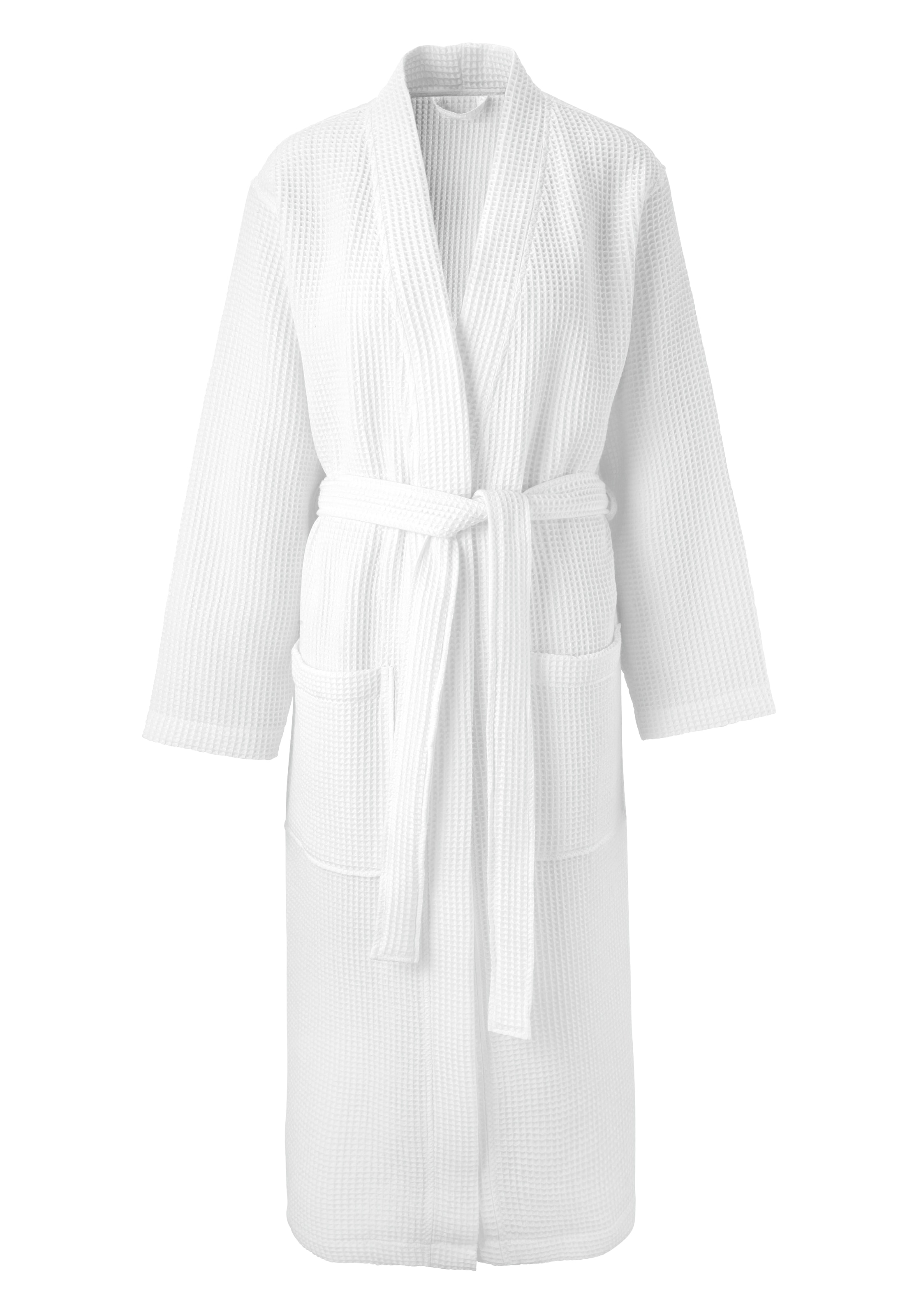 my home Unisex-Bademantel »Inga, ideal für Sauna & Spa, Hotelbademantel, Morgenmantel«, (1 St.), Waffelpiqué, kleines Packmaß, Taschen, Damen & Herren, S-3XL
