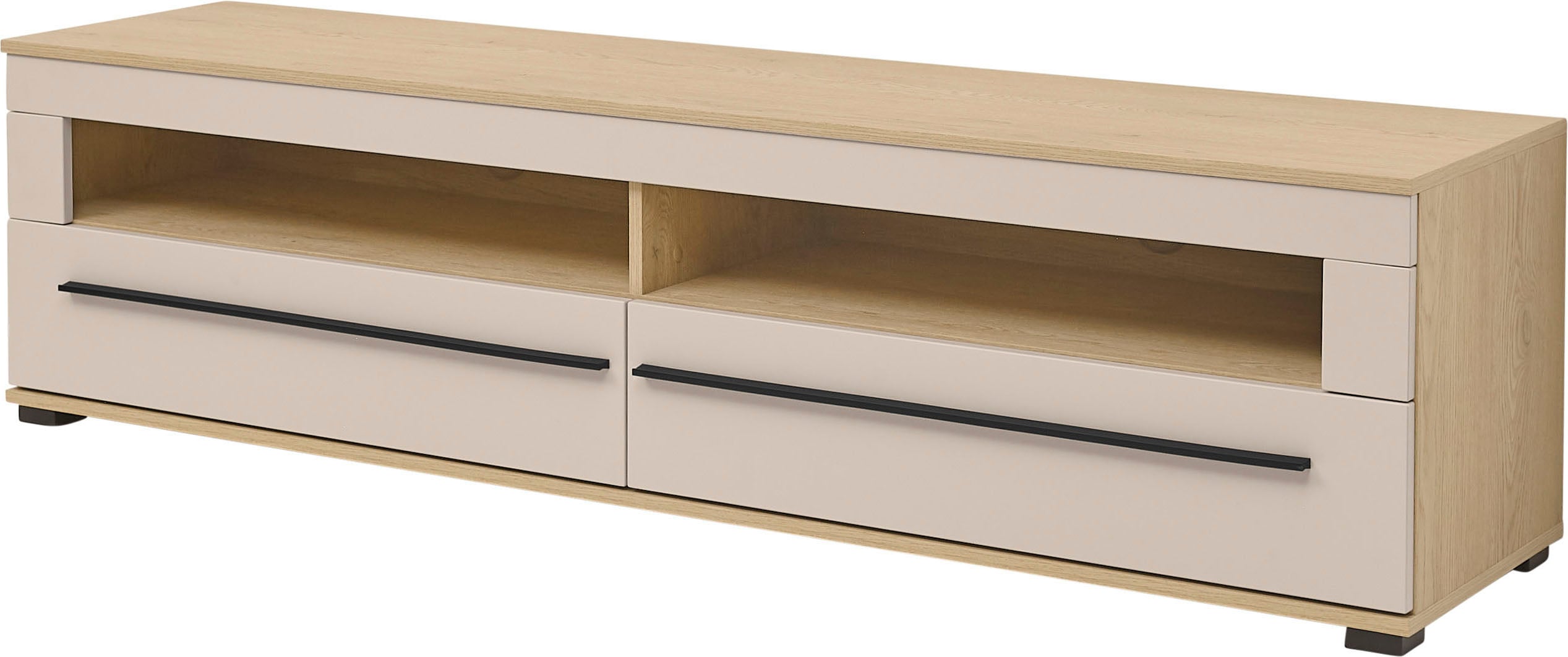 Home affaire Lowboard "Cantara, TV-Unterteil modern, Kommode in Eiche Evoke, Weiß o Kaschmir" schwarze Stangengriffe, ausreichend Stauraum, vielseitig einsetzbar
