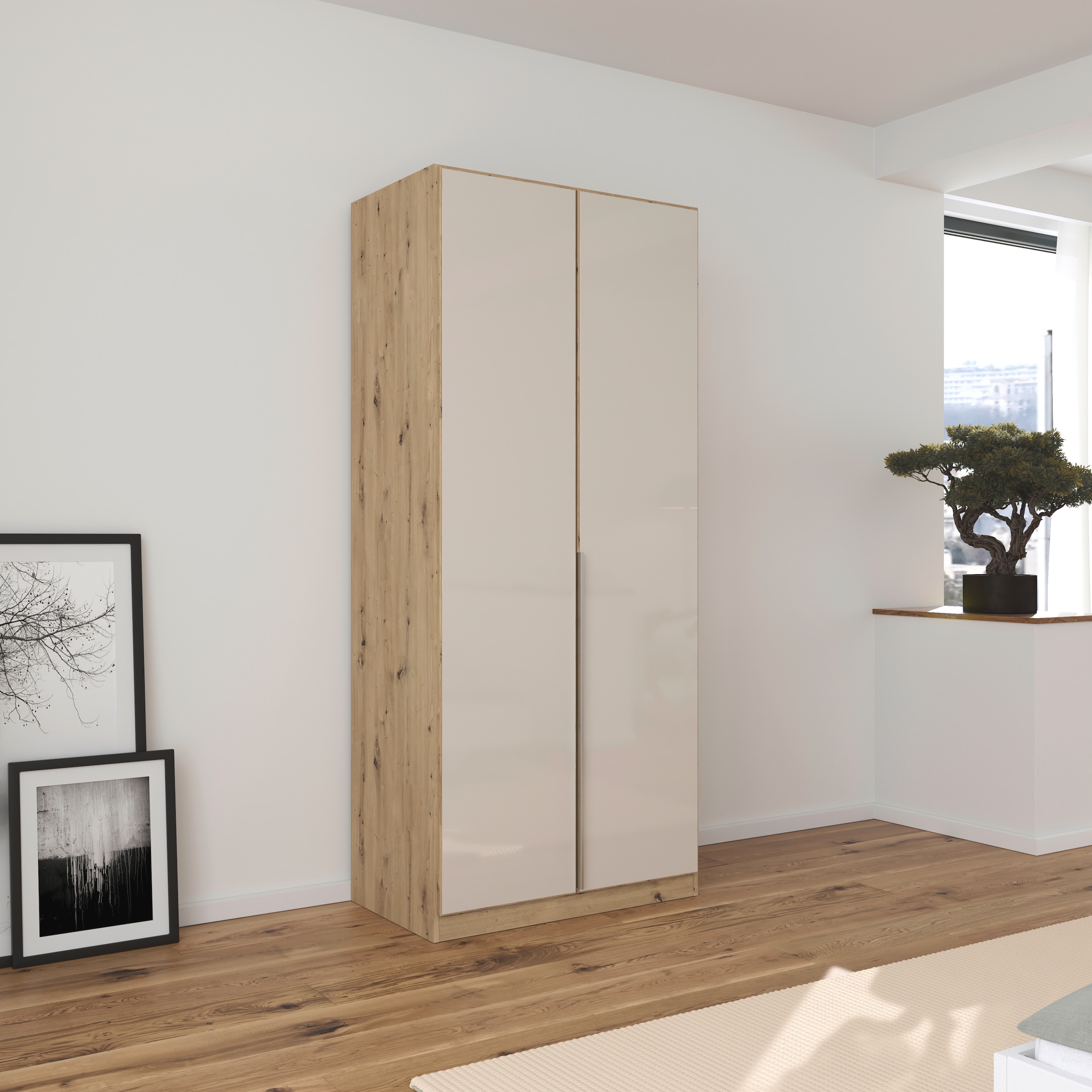 OTTO home Drehtürenschrank »Kleiderschrank Kleiderschränke Schrank Garderobe AGORDO mit Glasfront« in zwei Griff-Farben, Breiten 91-405 cm,  durchdachte Innenausstattung, in 8 Breiten und 2 Höhen MADE IN GERMANY