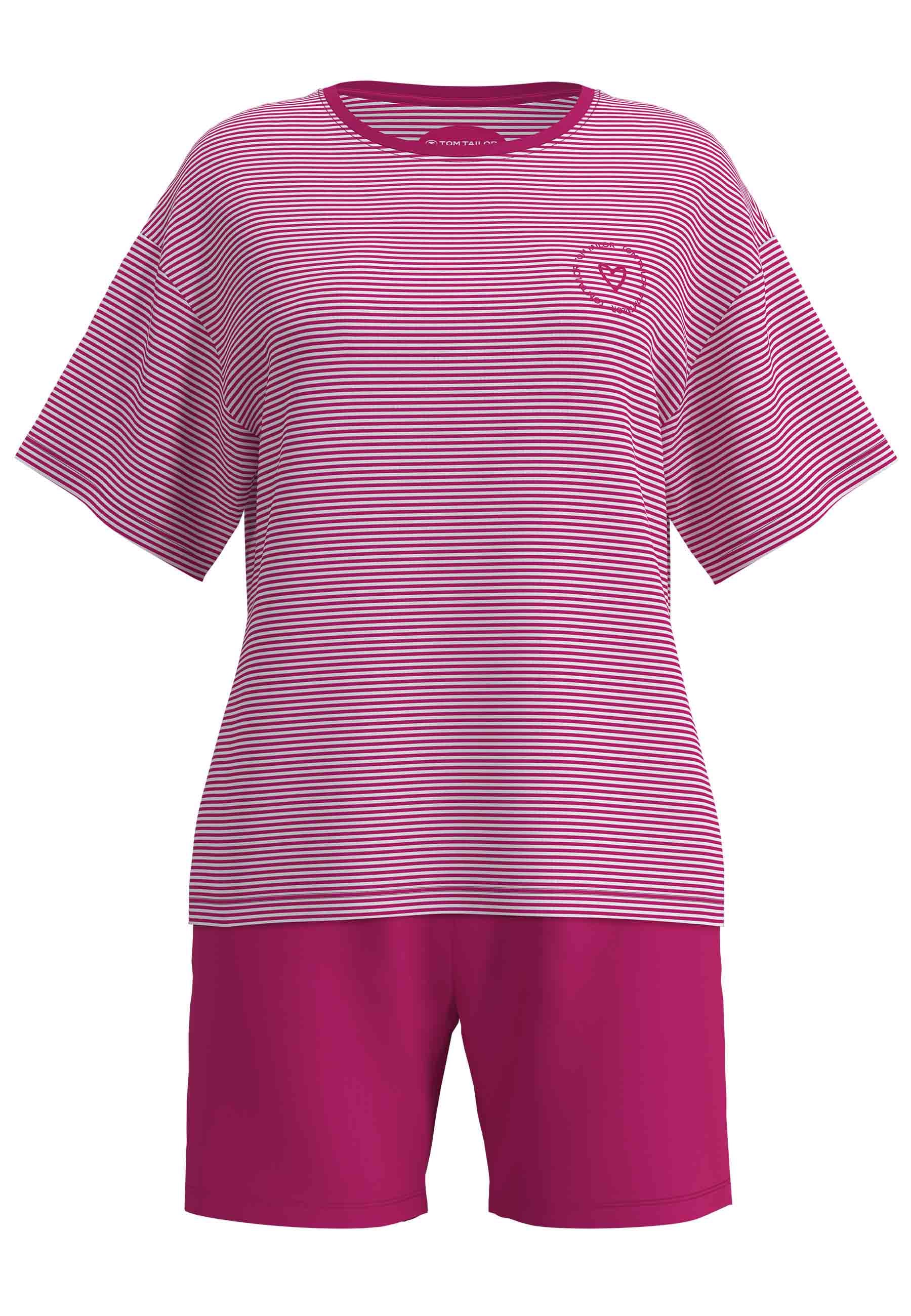 TOM TAILOR Shorty kurz, Halbarm, Rundhalsausschnitt, Baumwollmix