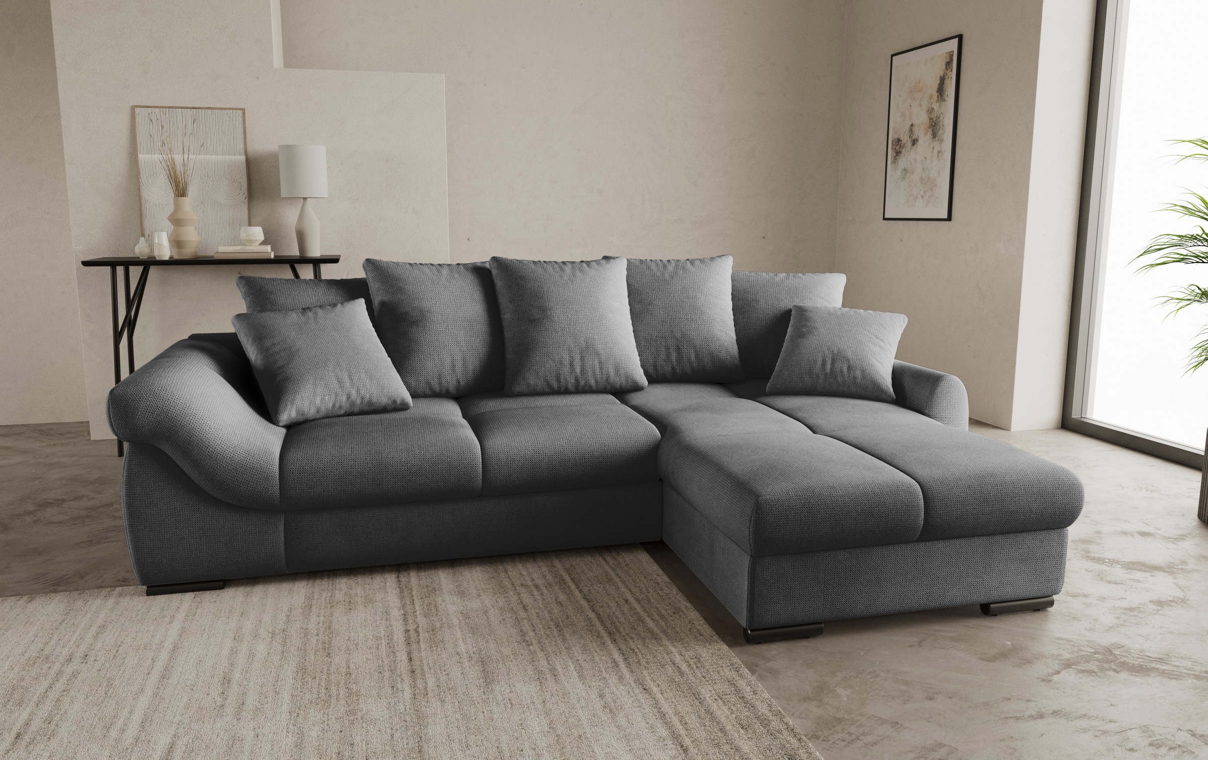 Mr. Couch Ecksofa "Livorno L-Form", inkl. Hochschläfer-Bettauszug, XL-Bettk günstig online kaufen