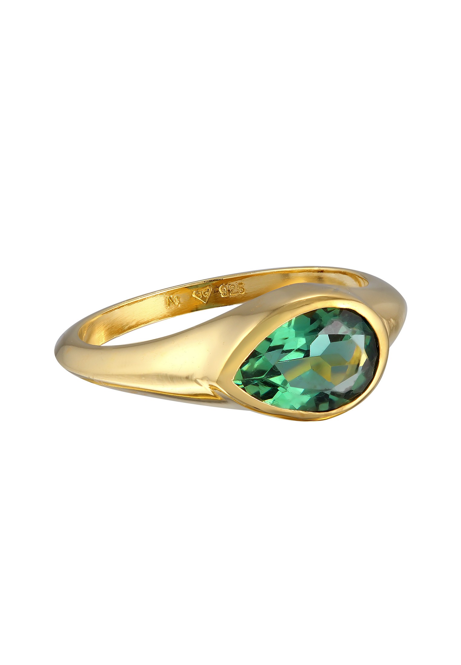 Elli Premium Fingerring »Quarz Grün Klassik 925 Silber vergoldet«