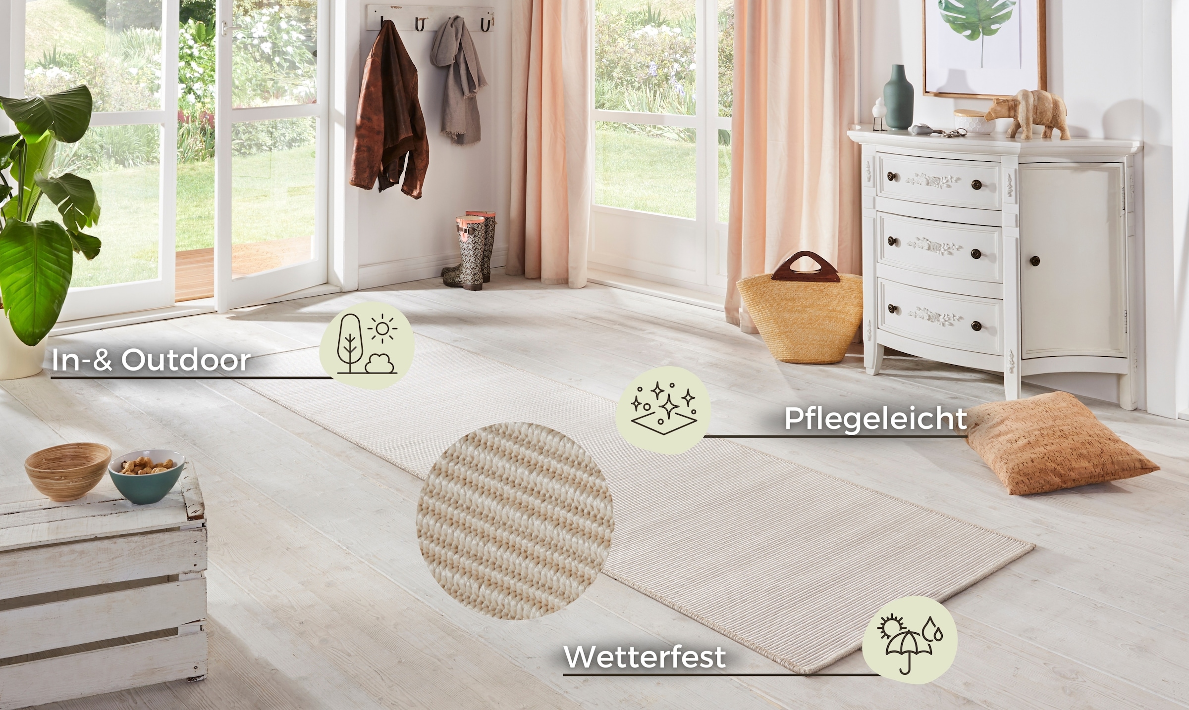 HANSE Home Läufer »Nature, In- und Outdoor«, rechteckig, Teppich, Wetterfest, Balkon, Flur, Wohnzimmer, Wasserfest, Sisal Optik