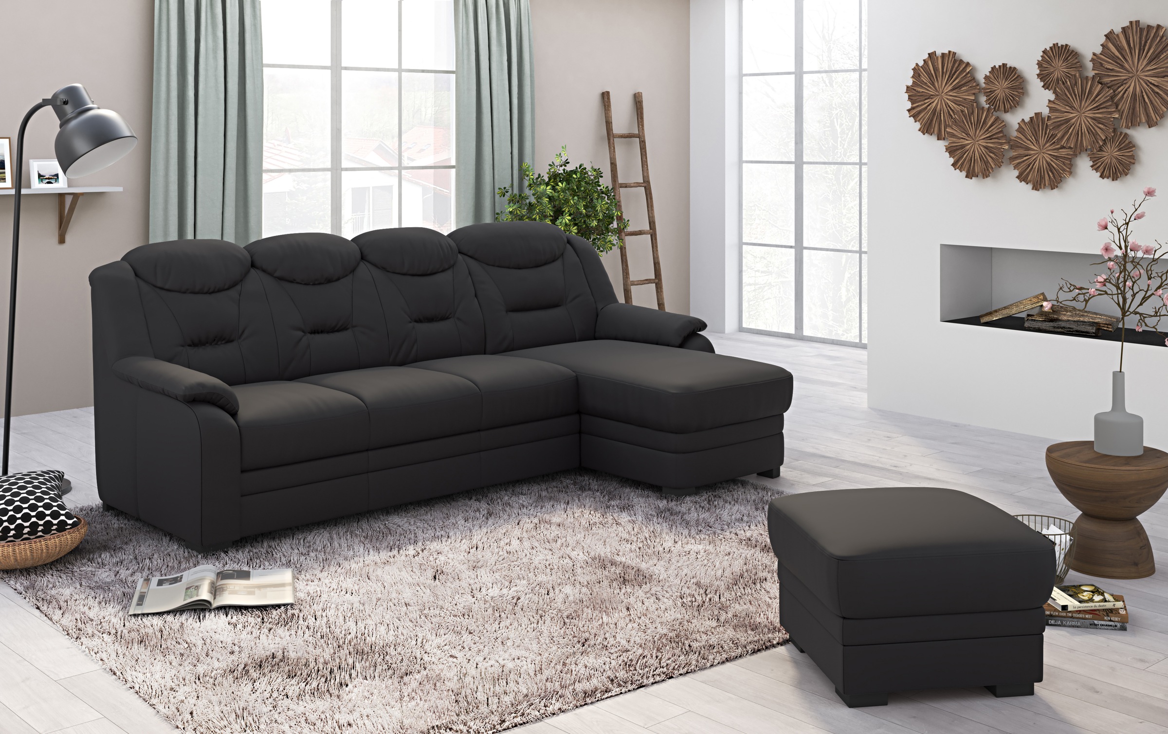 COTTA Ecksofa »Marcus L-Form«, Bequemes Ecksofa in klassischem Design mit hoher Rückenlehne