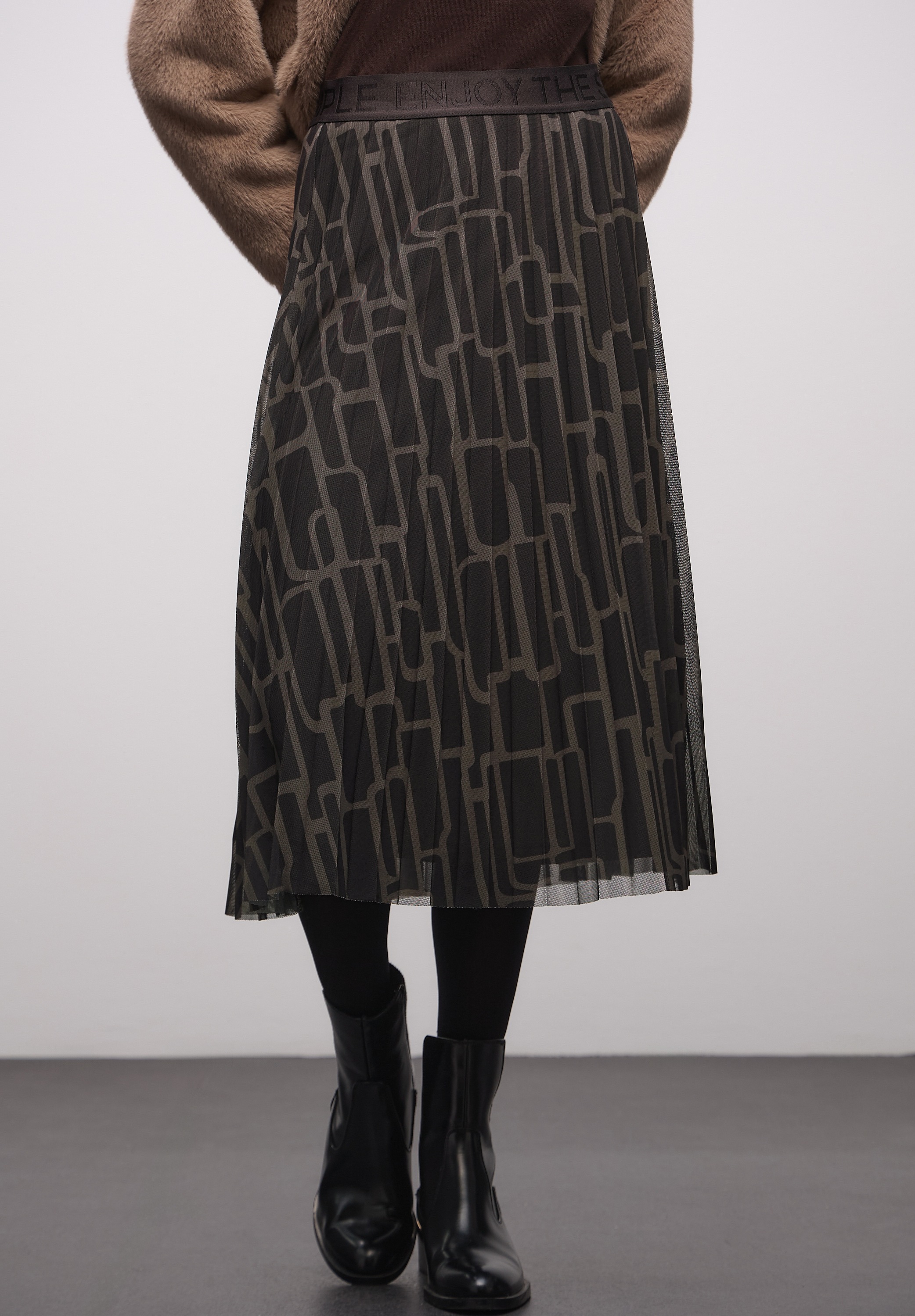 STREET ONE Meshrock Mesh Plissée Rock mit Print günstig online kaufen