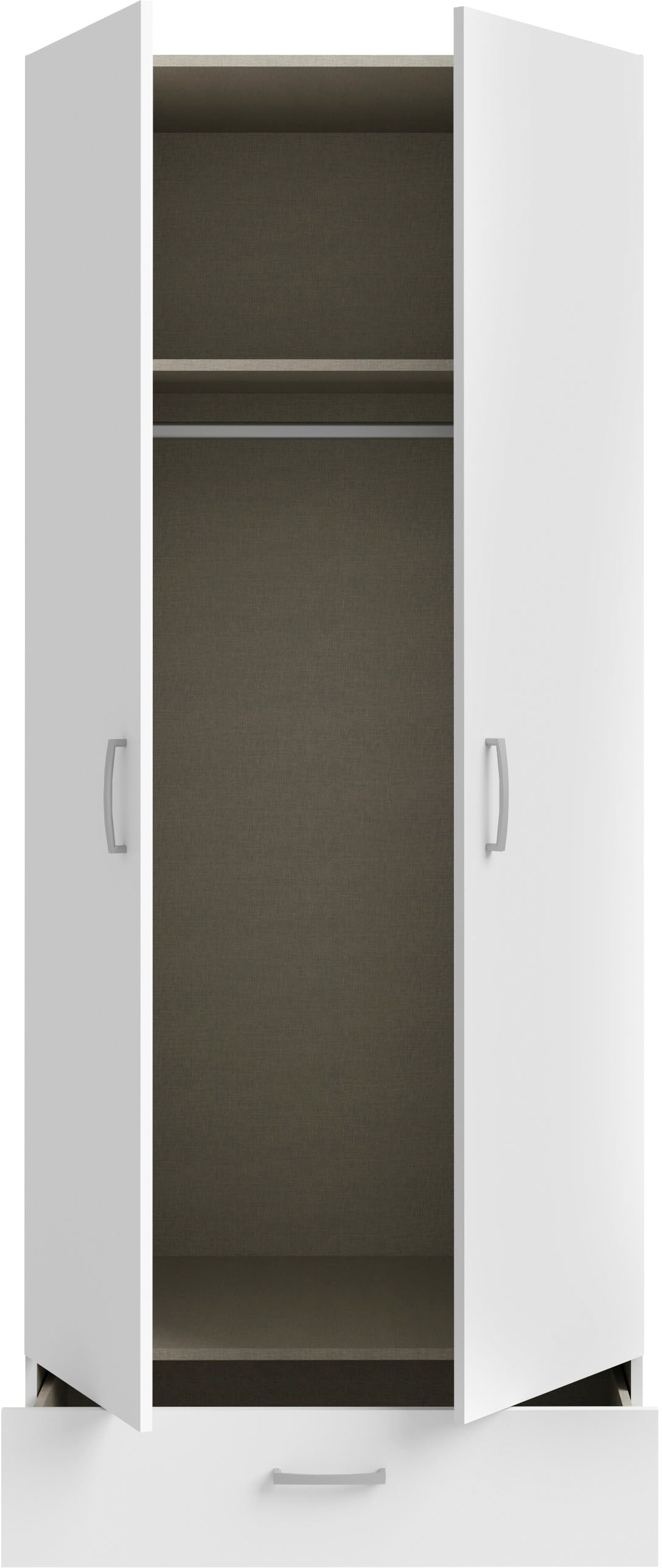 FORTE Drehtürenschrank »Econobox«, Drehtürenschrank, zeitloses Design mit alufarbigen Griffen.