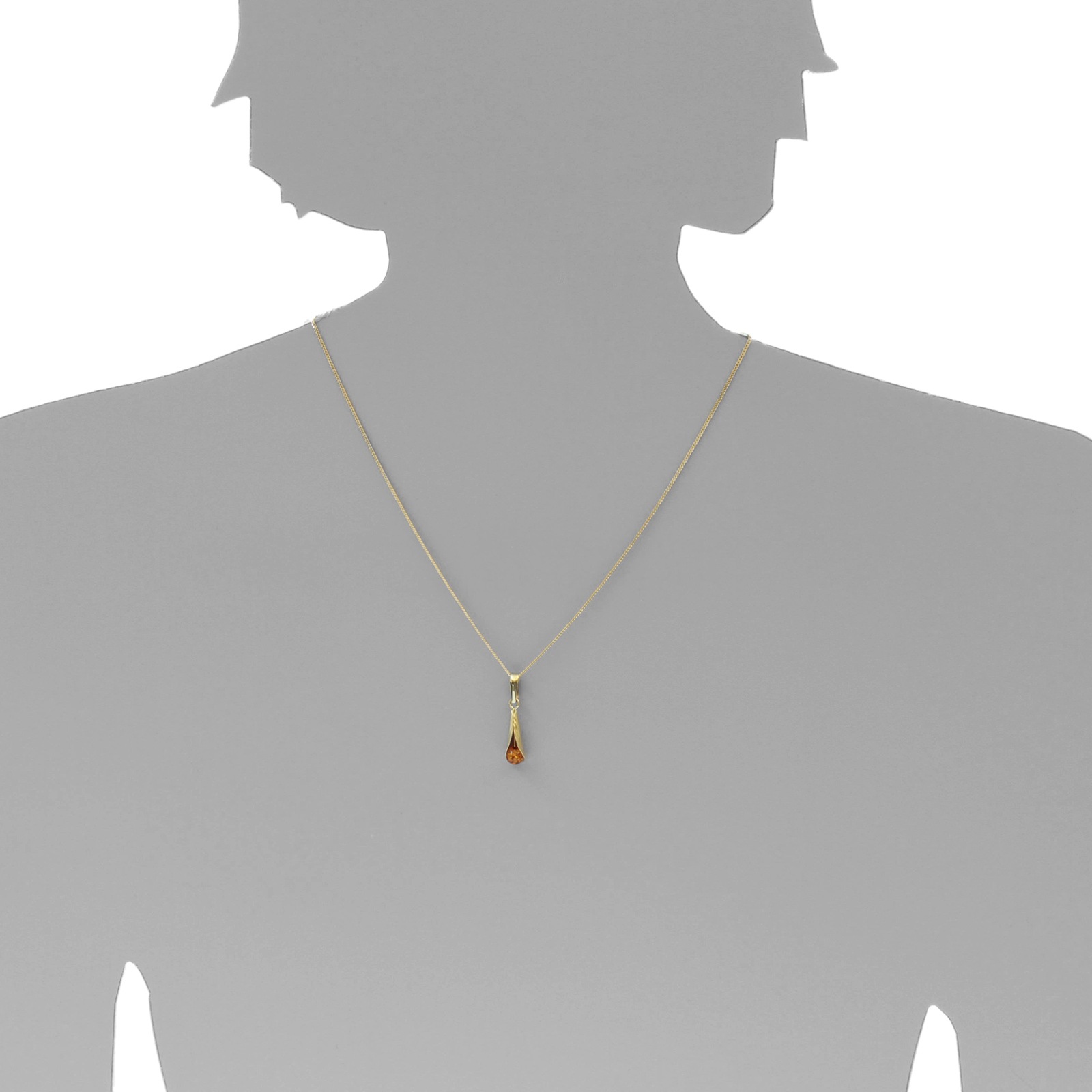 OSTSEE-SCHMUCK Kette und Anhänger Set »- Blütenkelch - Gold 333/000 - Bernstein«