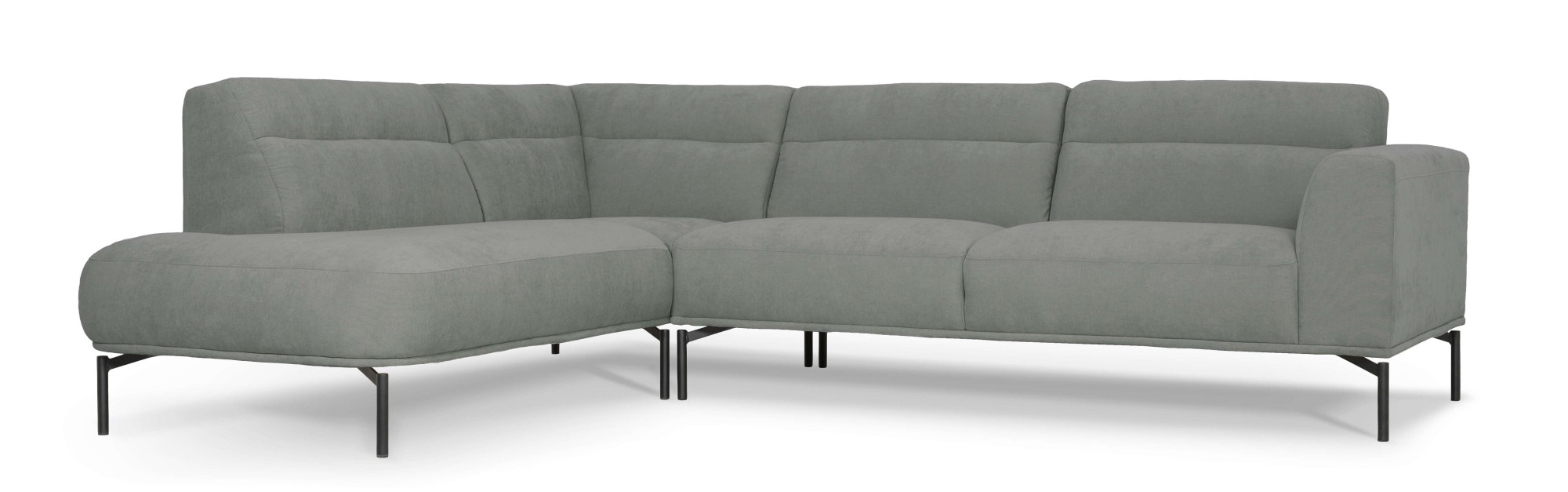 OTTO home Ecksofa »Nennor, weiches Chenille« Breite 278 cm, Wellenunterfederung, schwarze Metallfüße