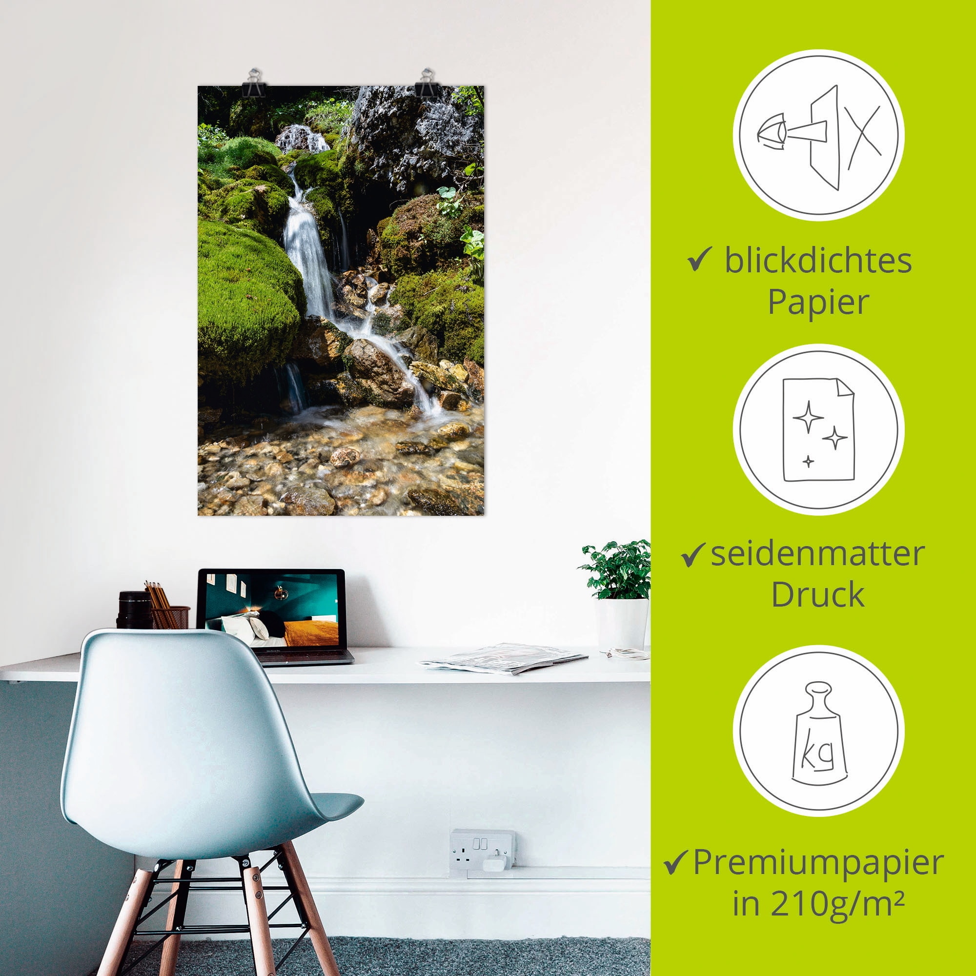 Artland »Kleiner Wasserfall in den Bergen« Gewässer 1 Stk. tlg. als Leinwandbild, Poster in verschied. Größen