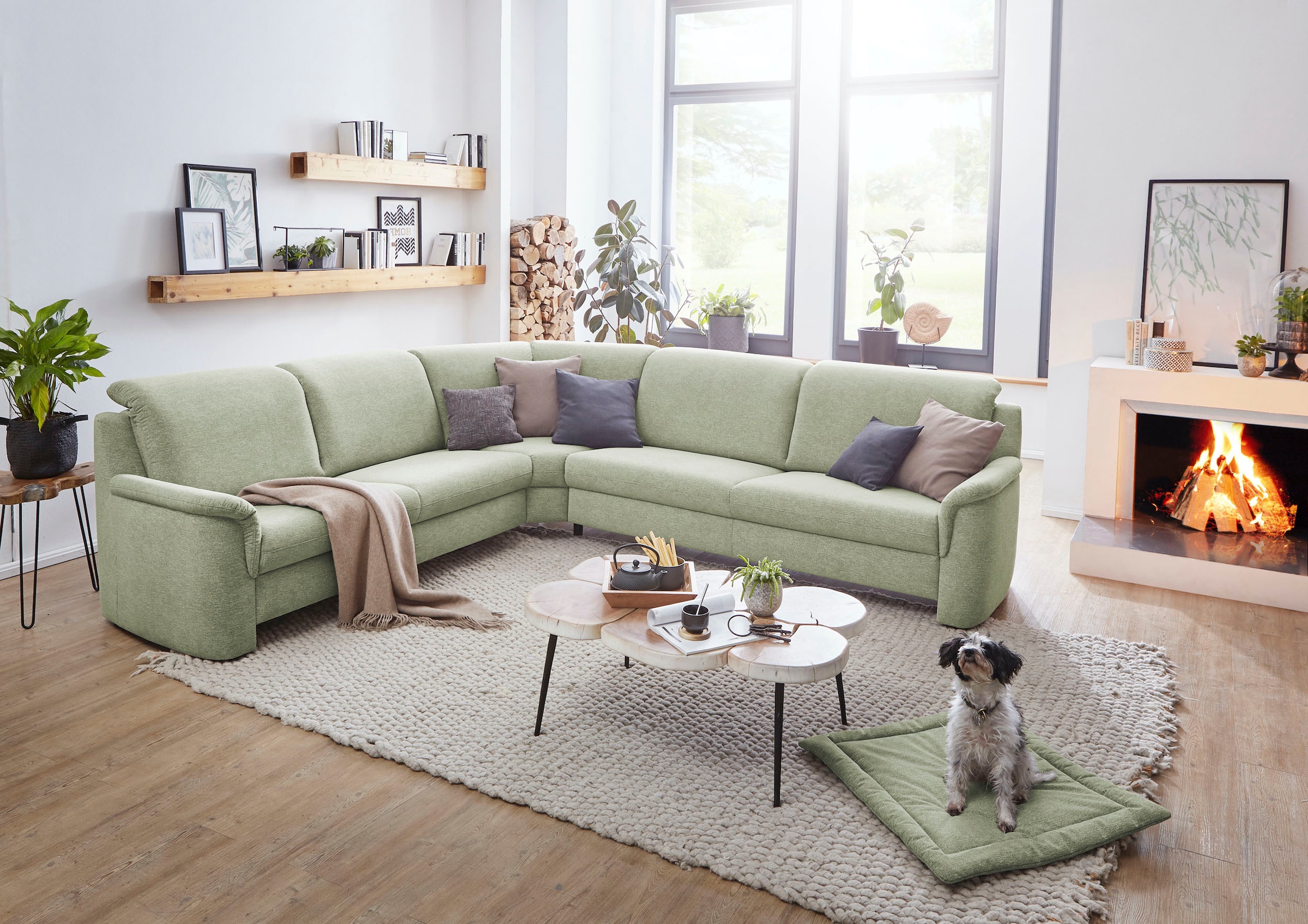 VILLA BECK Ecksofa »Garda L-Form«, (4 St.), inklusive Kopfteilverstellung, Stellmaß 309x277 cm