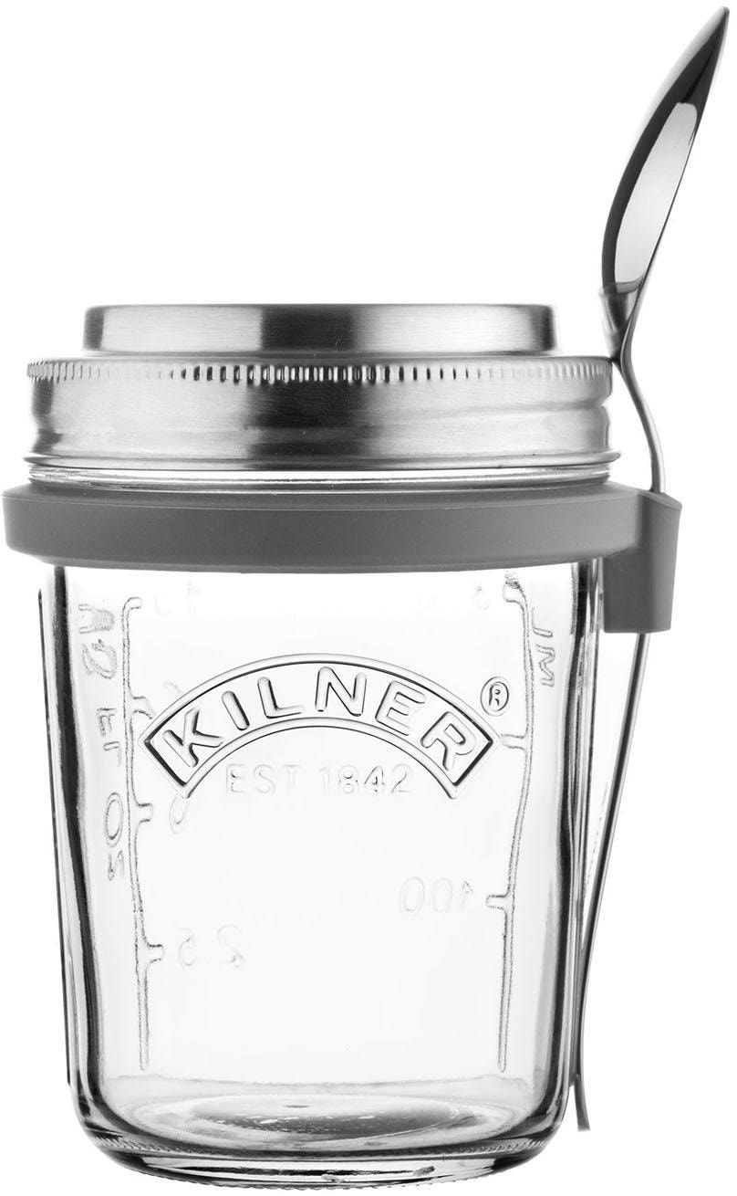 KILNER Vorratsglas für Jogurth, Quark, inkl. Edelstahllöffel, 350 ml