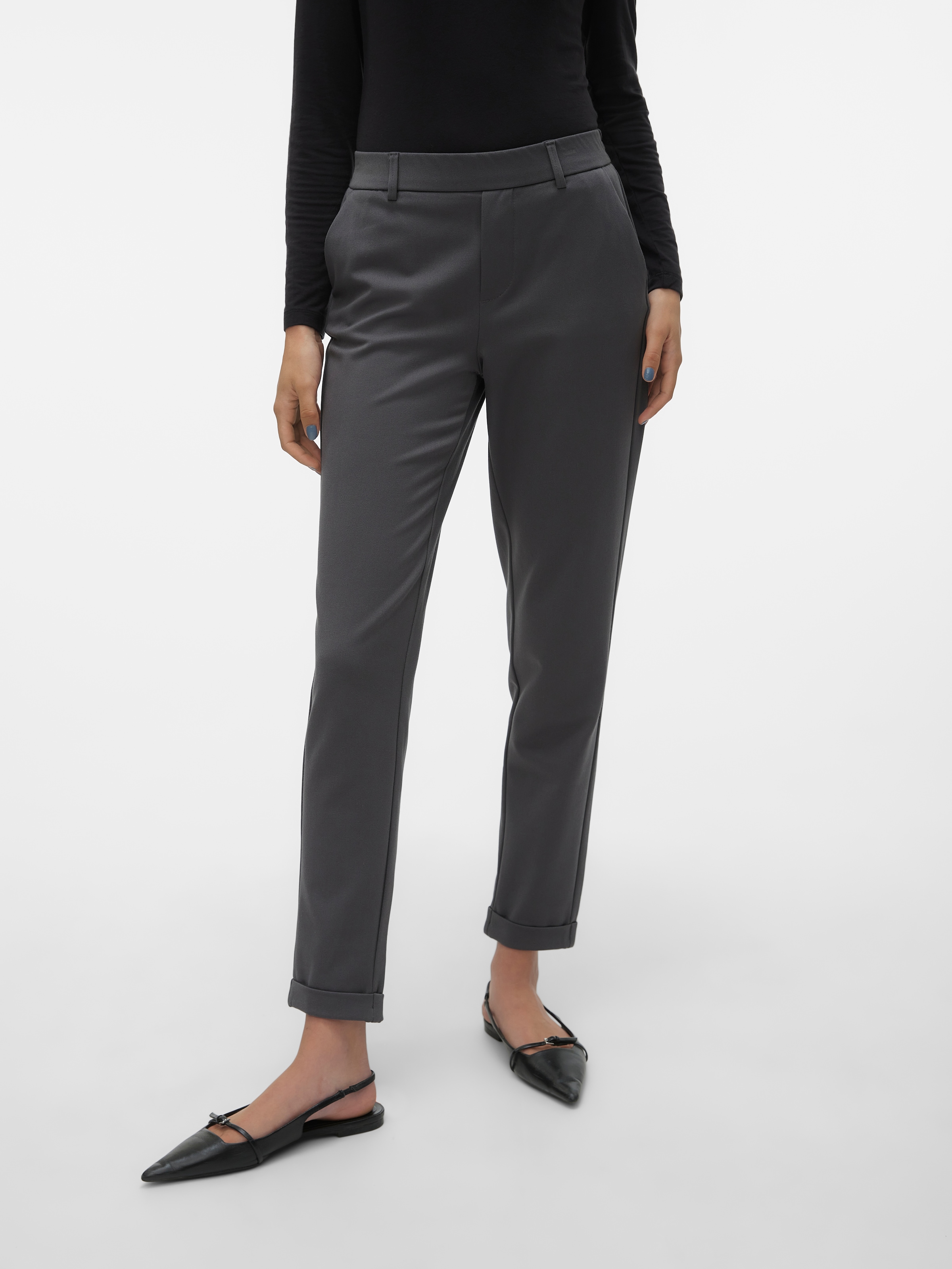 Vero Moda Anzughose "VMMAYA MR LOOSE SOLID PANT NOOS", knöchelfreie Form mit Saumaufschlag