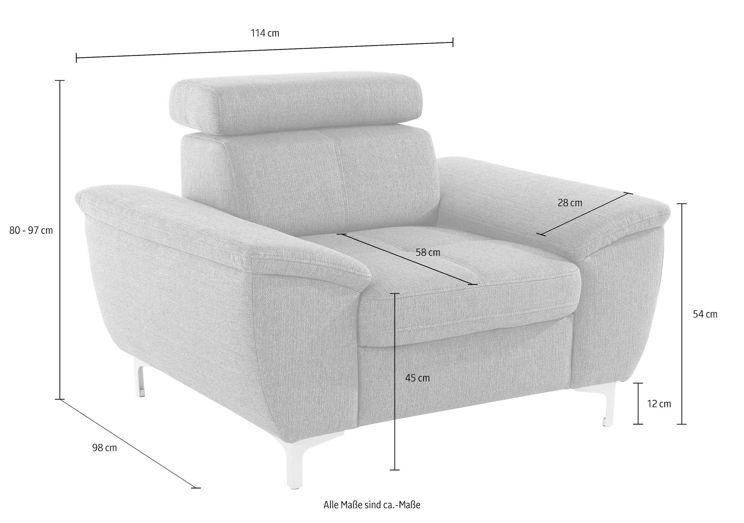 exxpo - sofa fashion Sessel »Azzano, Loungesessel, bequem,«, mit toller Kopfteilverstellung für noch mehr Sitzkomfort