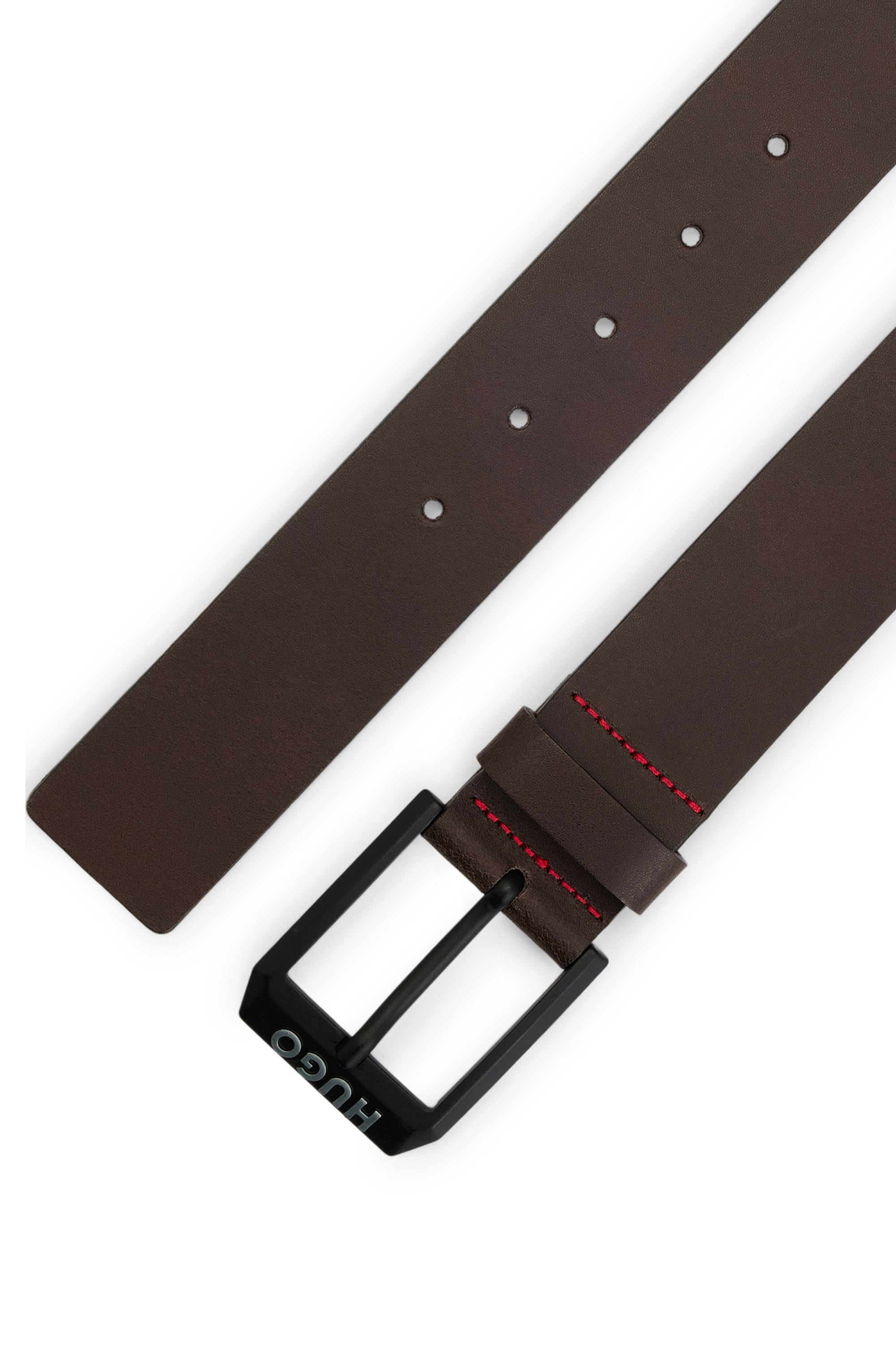 HUGO Ledergürtel »Gelio-B_Sz40«, HUGO Markenlabel, rote Ziehnaht