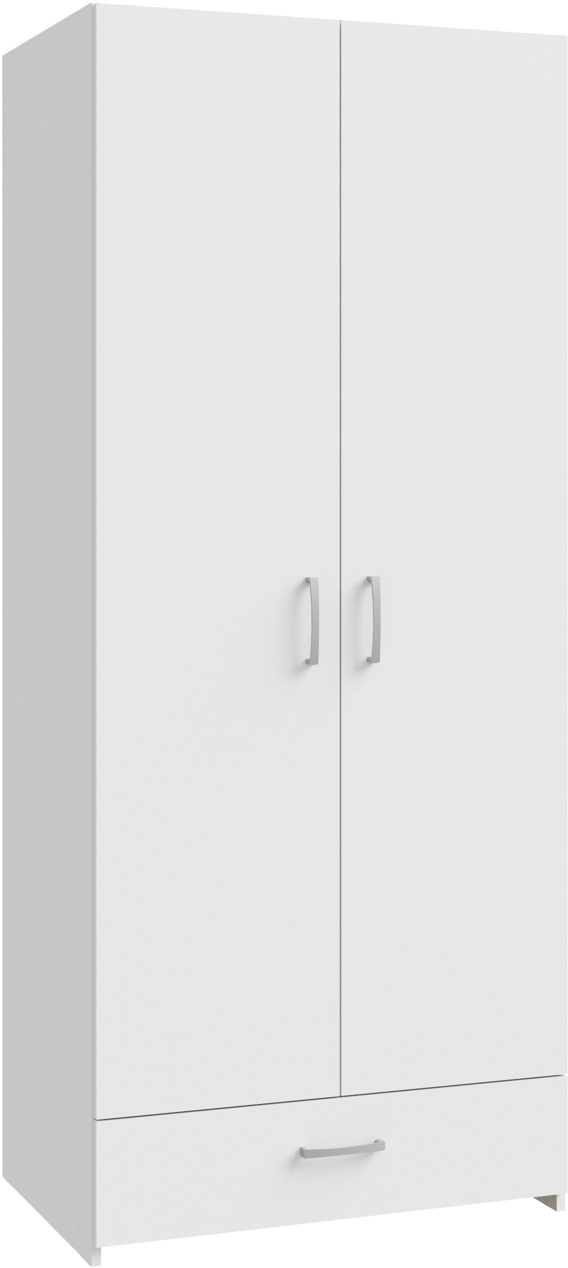 FORTE Kleiderschrank "Econobox" Drehtürenschrank, zeitloses Design mit alufarbigen Griffen.
