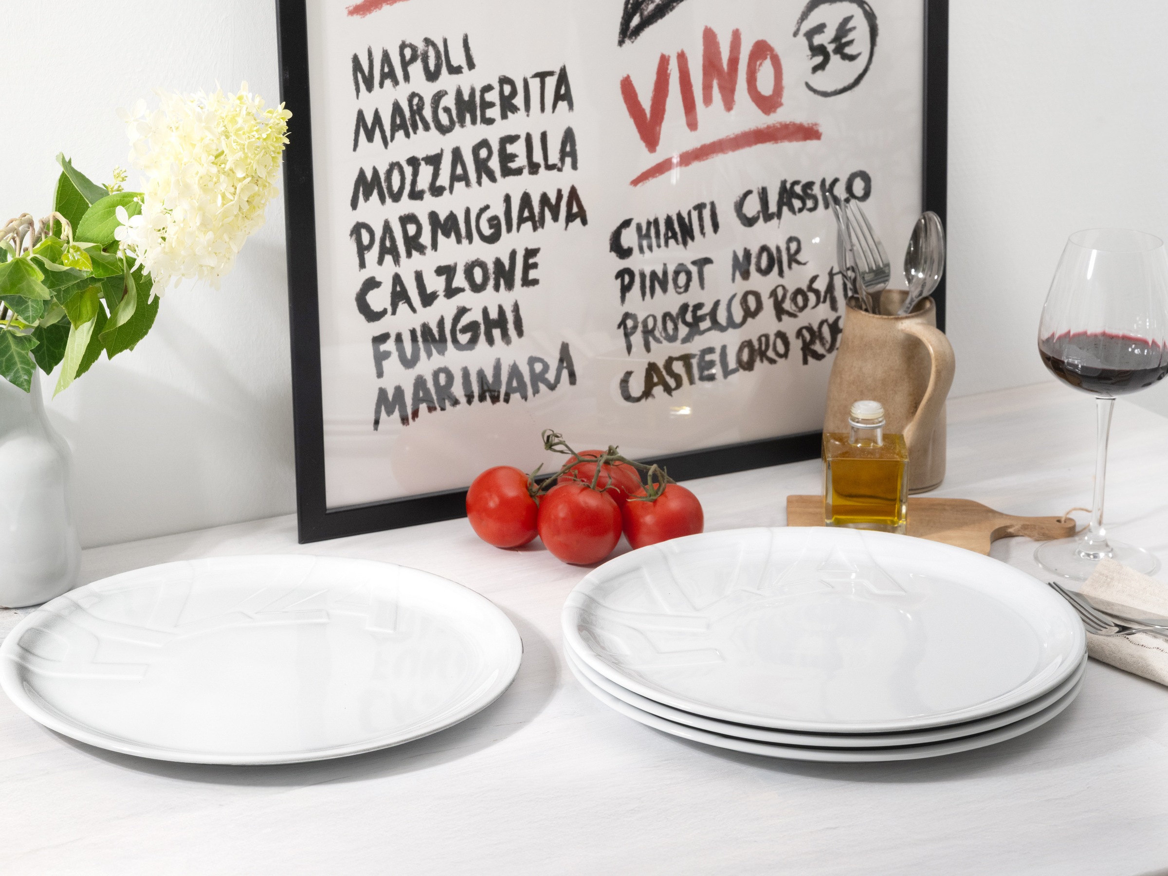 Thumbnail - CreaTable Pizzateller "Essteller" Teller Set für 4 Personen, weiß, Porzellan