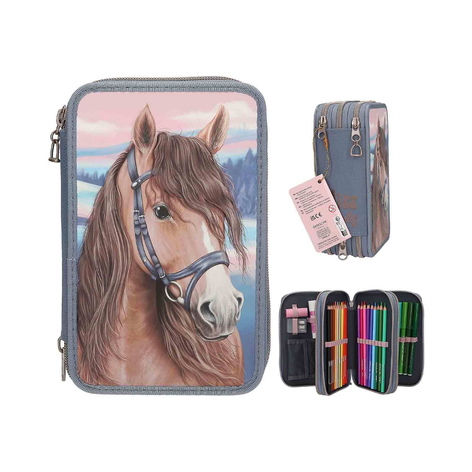Depesche Buntstift »3-Fach Federtasche mit 3D-Effekt Miss Melody 20 x 13 x 7,5 cm rauchblau«