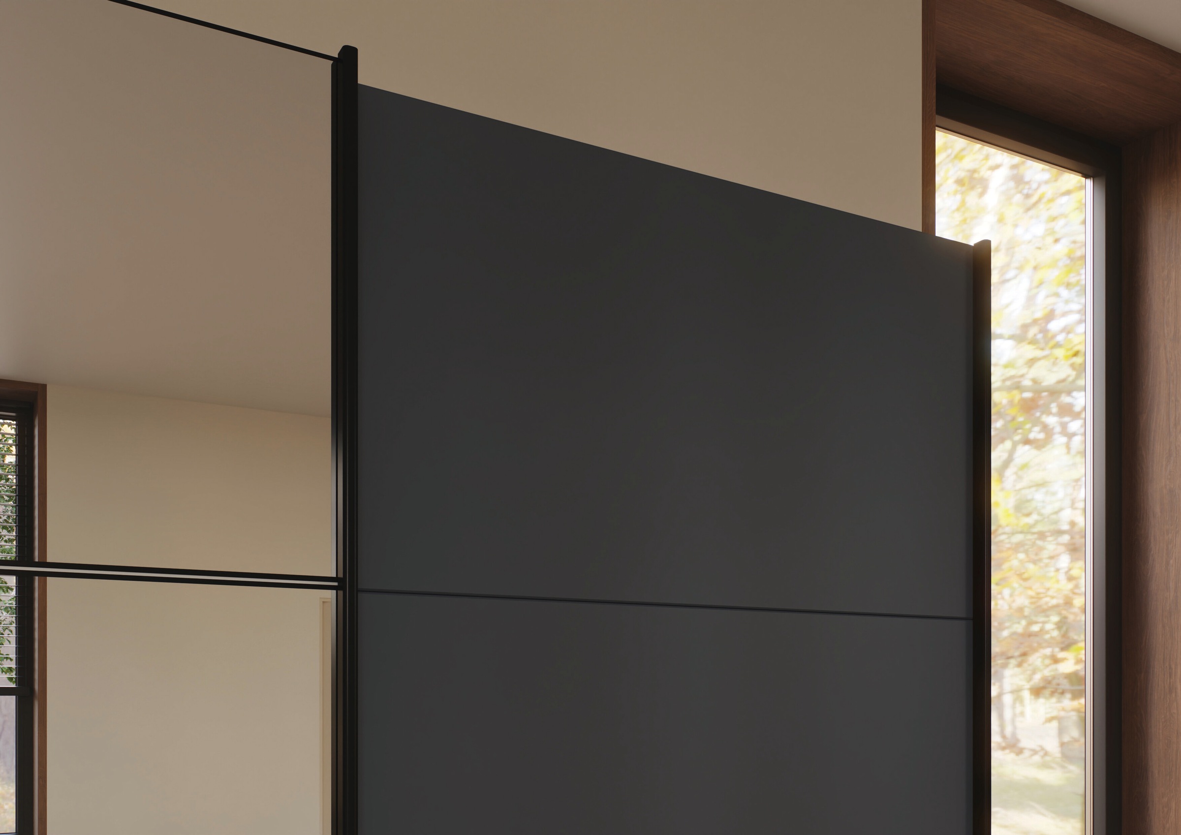 OTTO home Kleiderschrank »Schwebetürenschrank Schrank Garderobe Wäscheschrank BAVENO« in 3 Ausstattungen BASIC/CLASSIC/PREMIUM (mit Soft-Close-Funktion),  in moderner Loft-Optik mit Griffleisten aus Metall MADE IN GERMANY