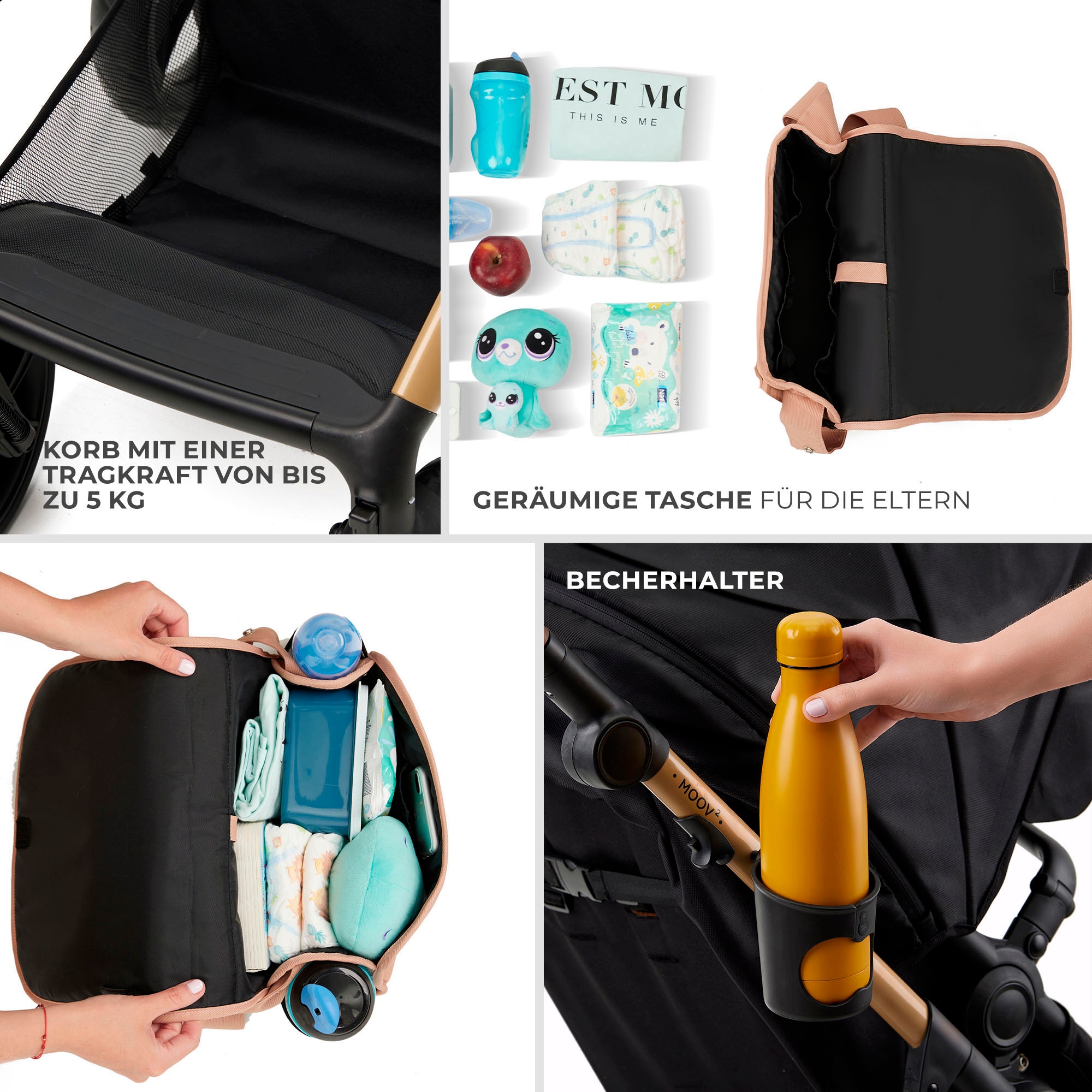 Kinderkraft Kombi-Kinderwagen »MOOV 2 4in1 EVA«, 27 kg, mit EVA-Rädern