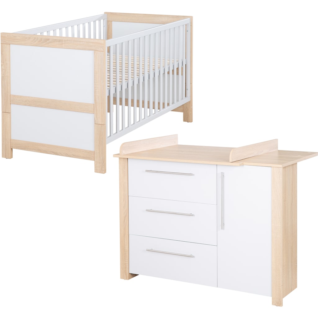 roba® Babymöbel-Set »Matilda«, (Spar-Set, 2 St., Gitterbett, Wickelkommode)