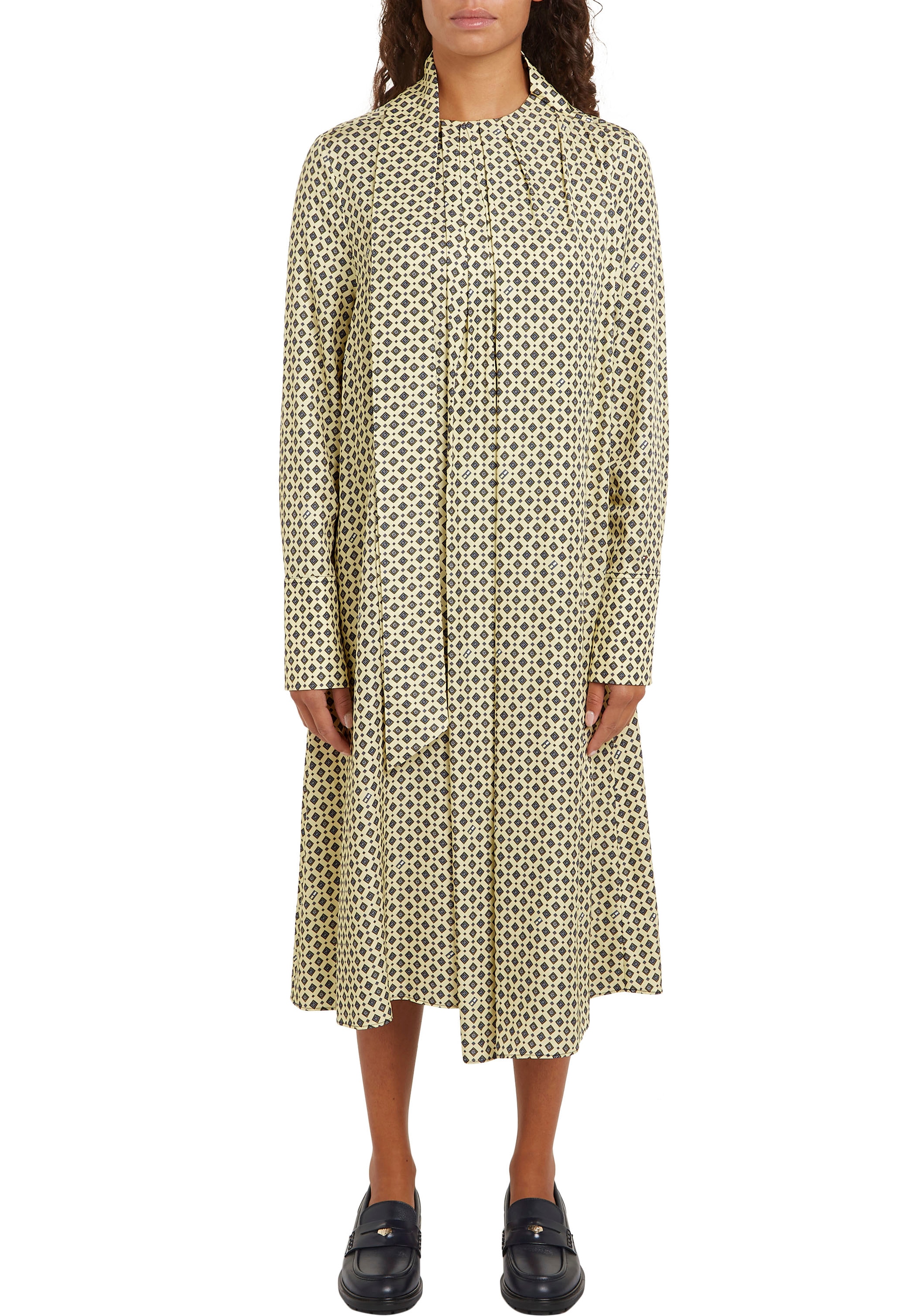 Tommy Hilfiger Blusenkleid »FOULARD DRAPED MIDI DRESS« mit Tommy Hilfiger Markenlabel