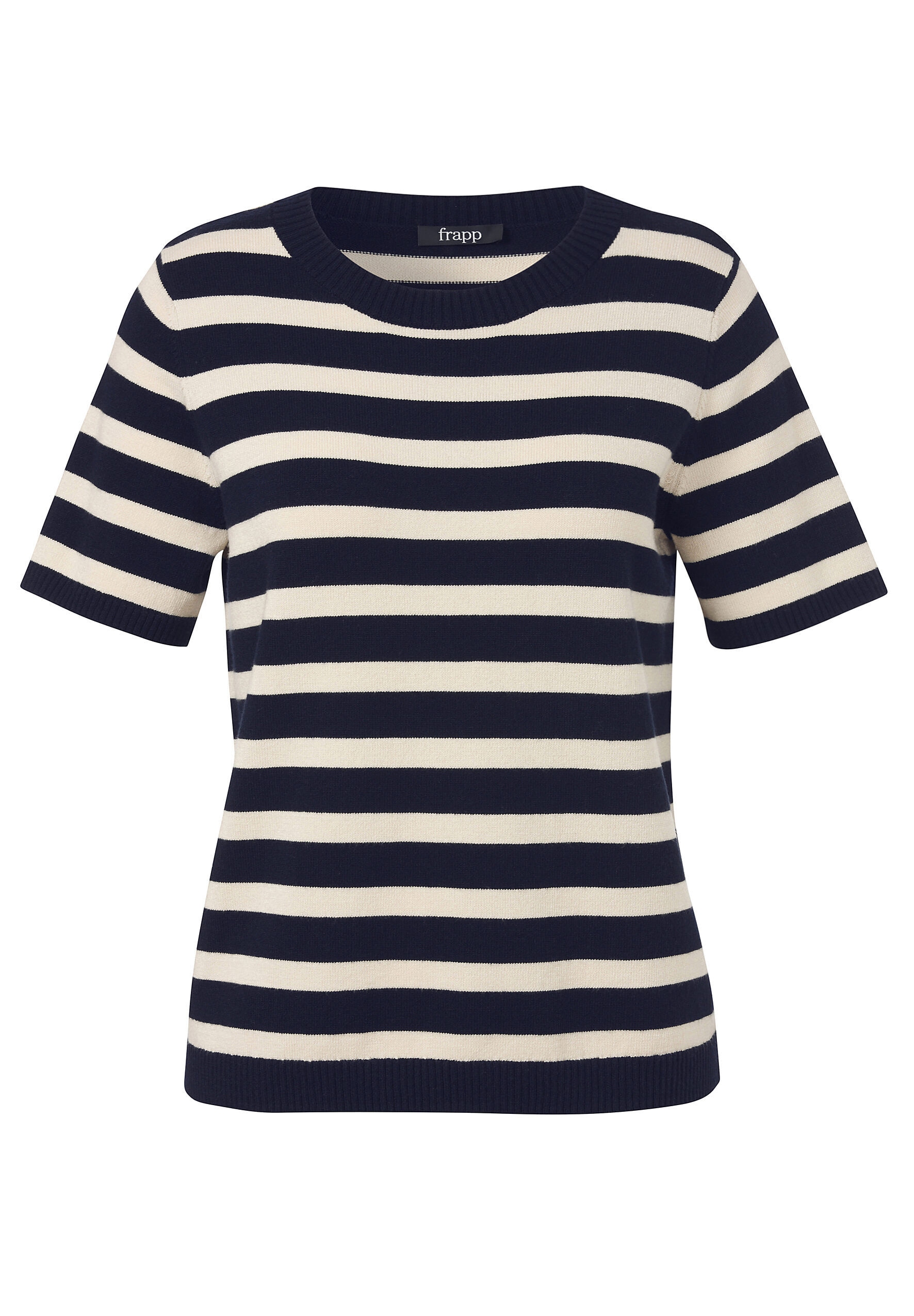 FRAPP Damen Rundhalspullover "FRAPP Pullover", blau, Gr. 52, gestreift, Obermaterial: 50% Viskose CV. 28% Polyester PES. 22% Polyamid PA., Pullover,