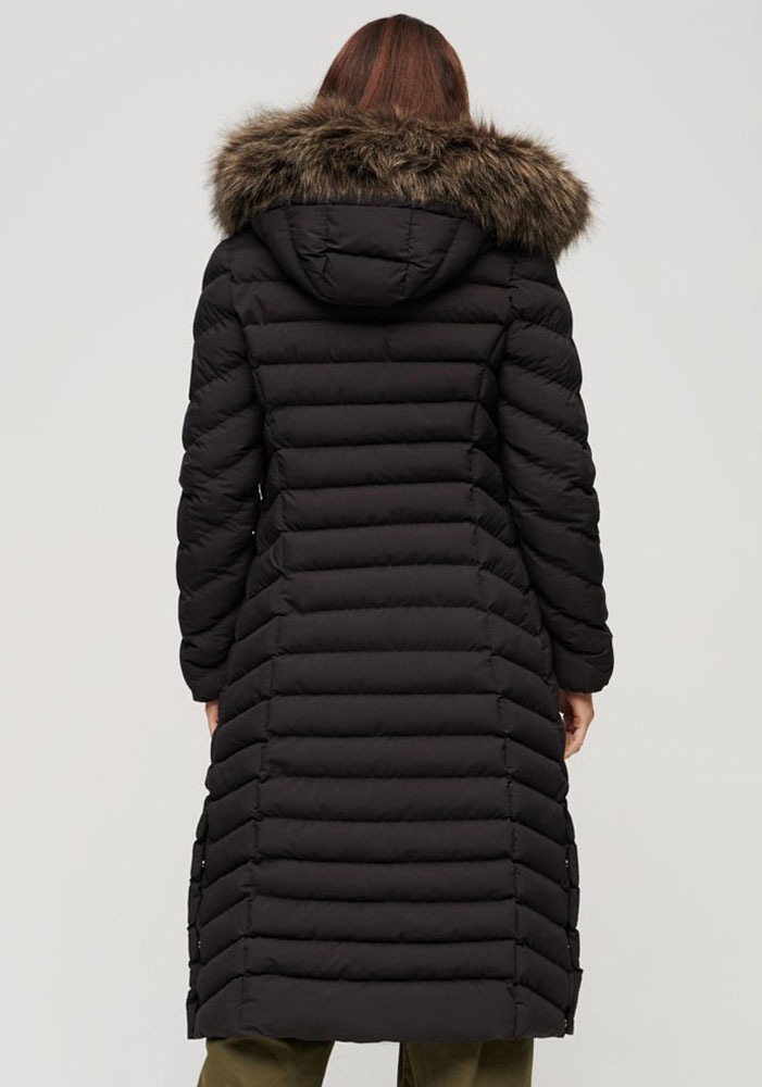 Superdry Steppjacke "Fuji Faux Fur Hooded Longline" günstig online kaufen