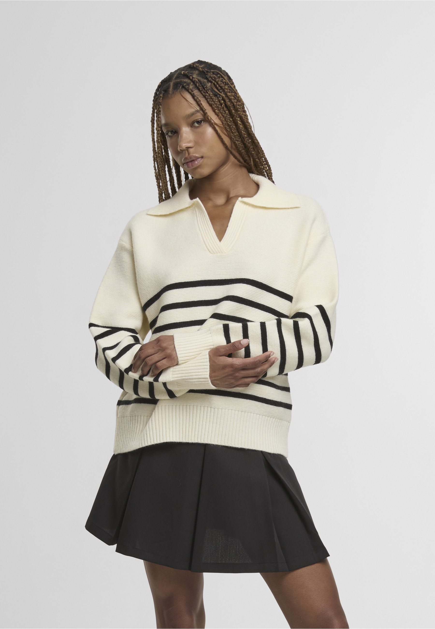 ESTELOU Rundhalspullover »ESTELOU Knit v-neck polo« 1