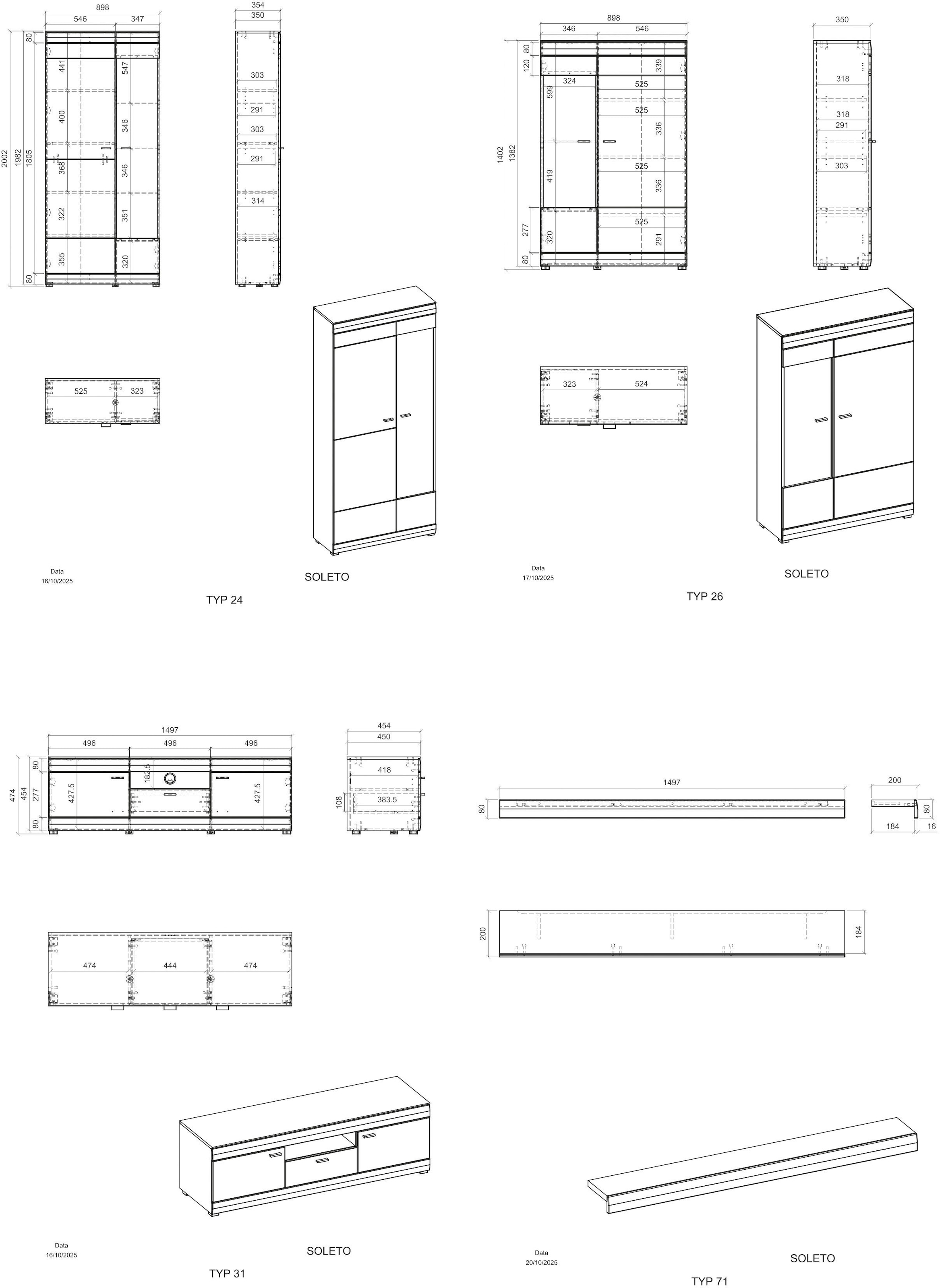 Home affaire Wohnwand »Soleto, zeitlose Anbauwand, Komplettset im modernen Stil« Komplett-Set, 4 Stk. tlg.