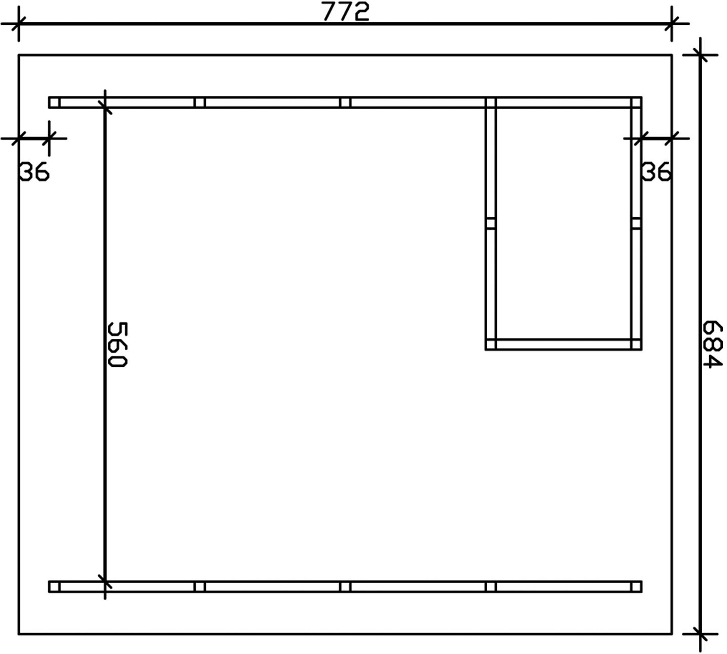 Skanholz Doppelcarport »Schwarzwald«, KVH-Fichte, 560 cm, Eiche hell, mit Abstellraum 1, mit Dachlattung