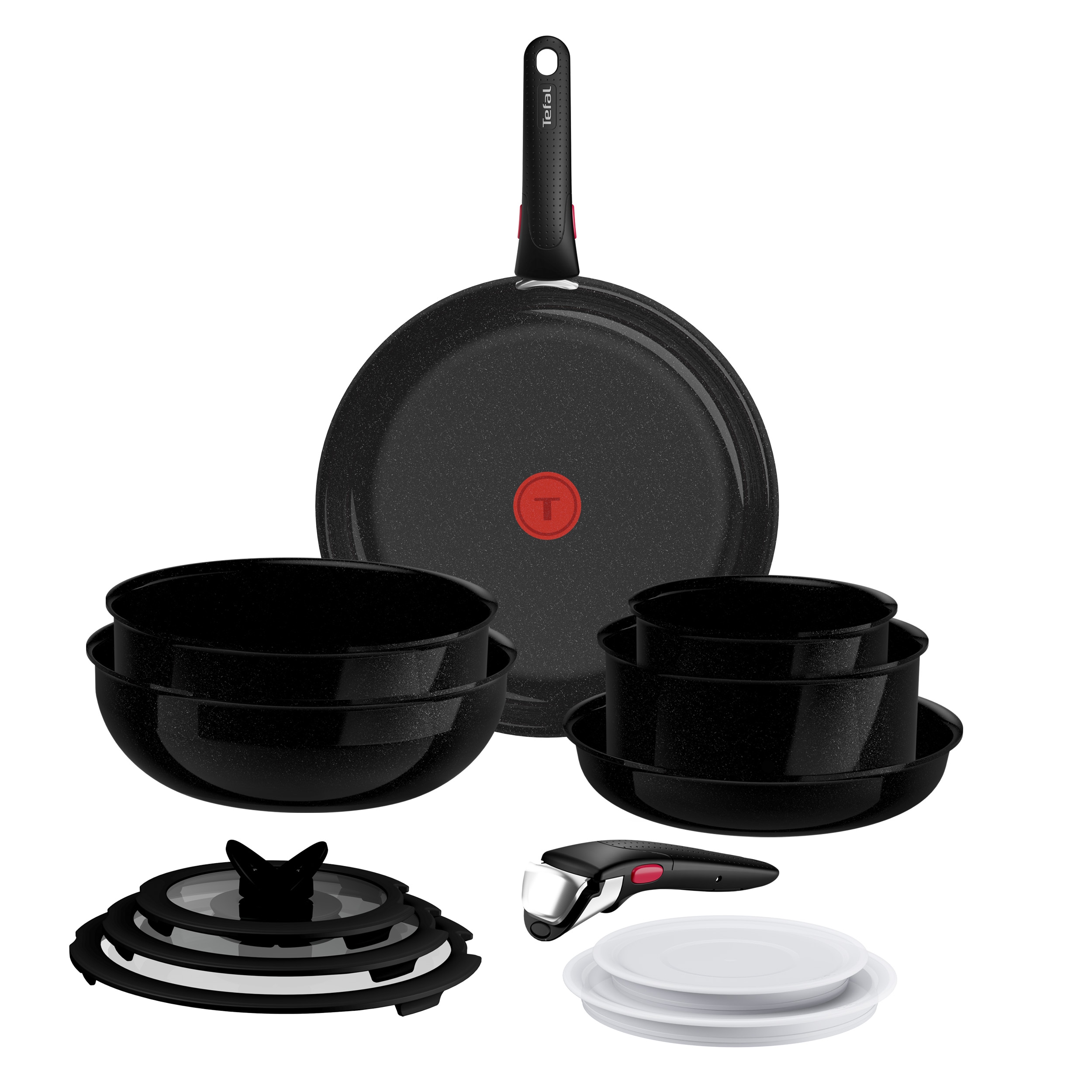 Tefal Pfannen-Set "Ingenio Excellence Keramik" Aluminium Set, 13 tlg. abnehmbarer Ingenio-Griff, Thermo-Signal, stapelbar, Induktion