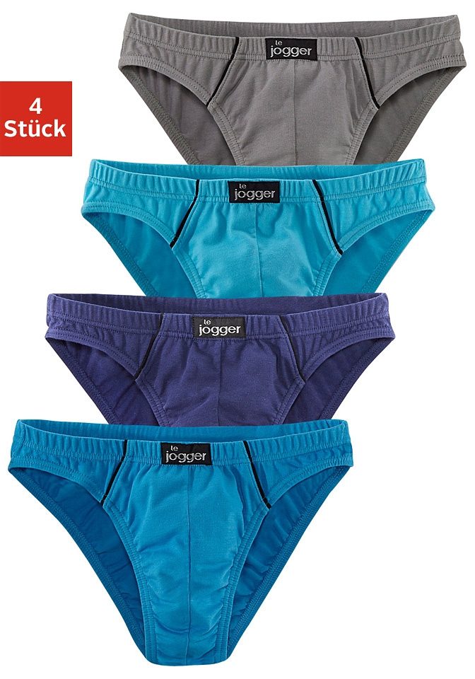 le jogger Slip "Minislip" Packung, 4 Stk., knappe Form, schöne Farben mit kontrastfarbenen Pipings