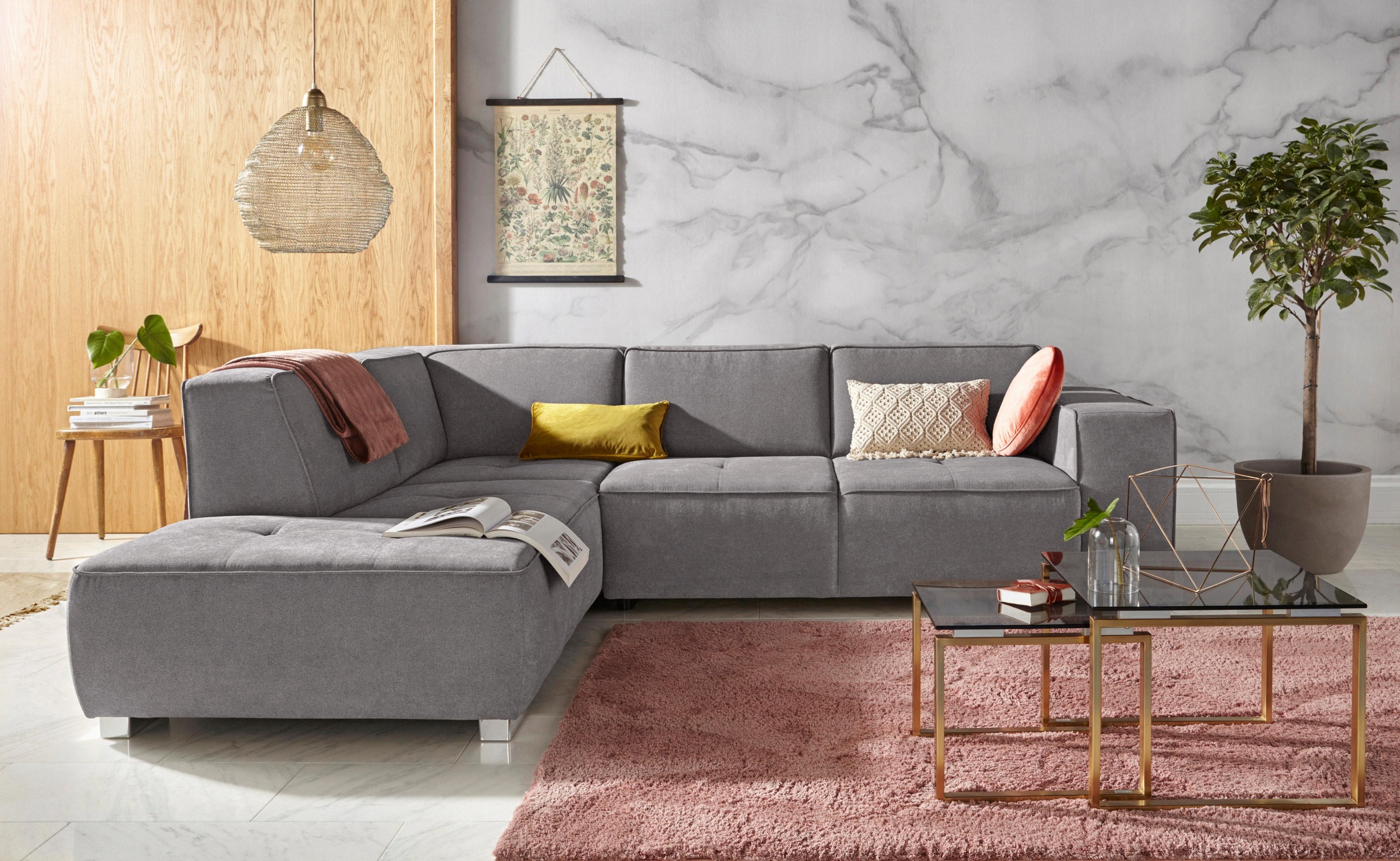 Home affaire Ecksofa "Sapporo L-Form" wahlweise Bettfunktion oder Sitztiefe günstig online kaufen