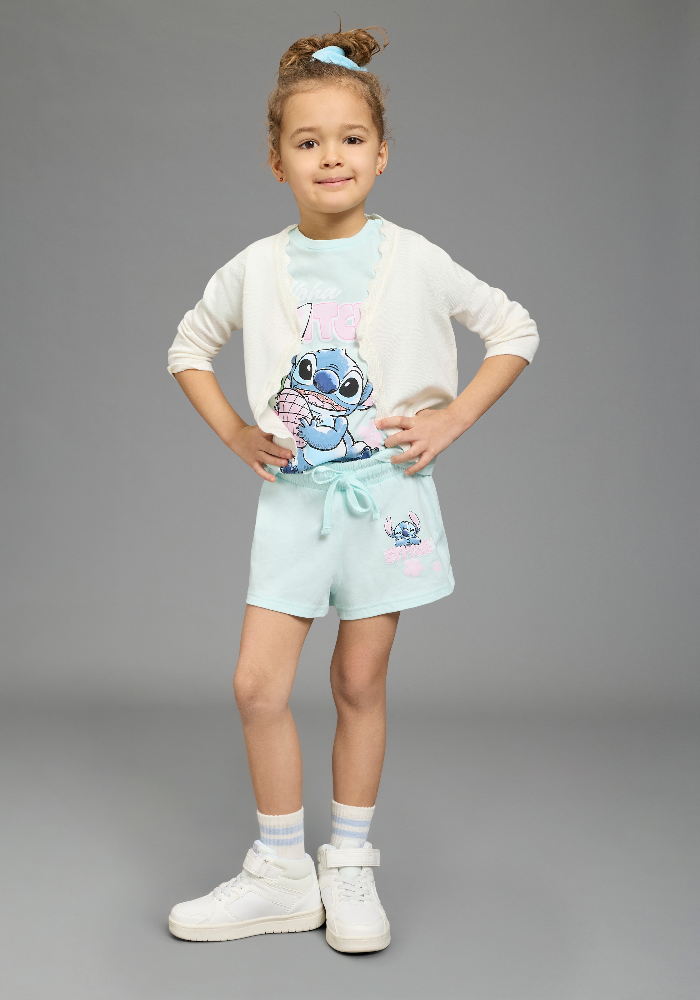 KIDSWORLD Shirt & Shorts »STITCH 2tlg. Set von Disney« Set, 2 tlg. verschiedene Größen, bedrucktes Design, aus Baumwolle