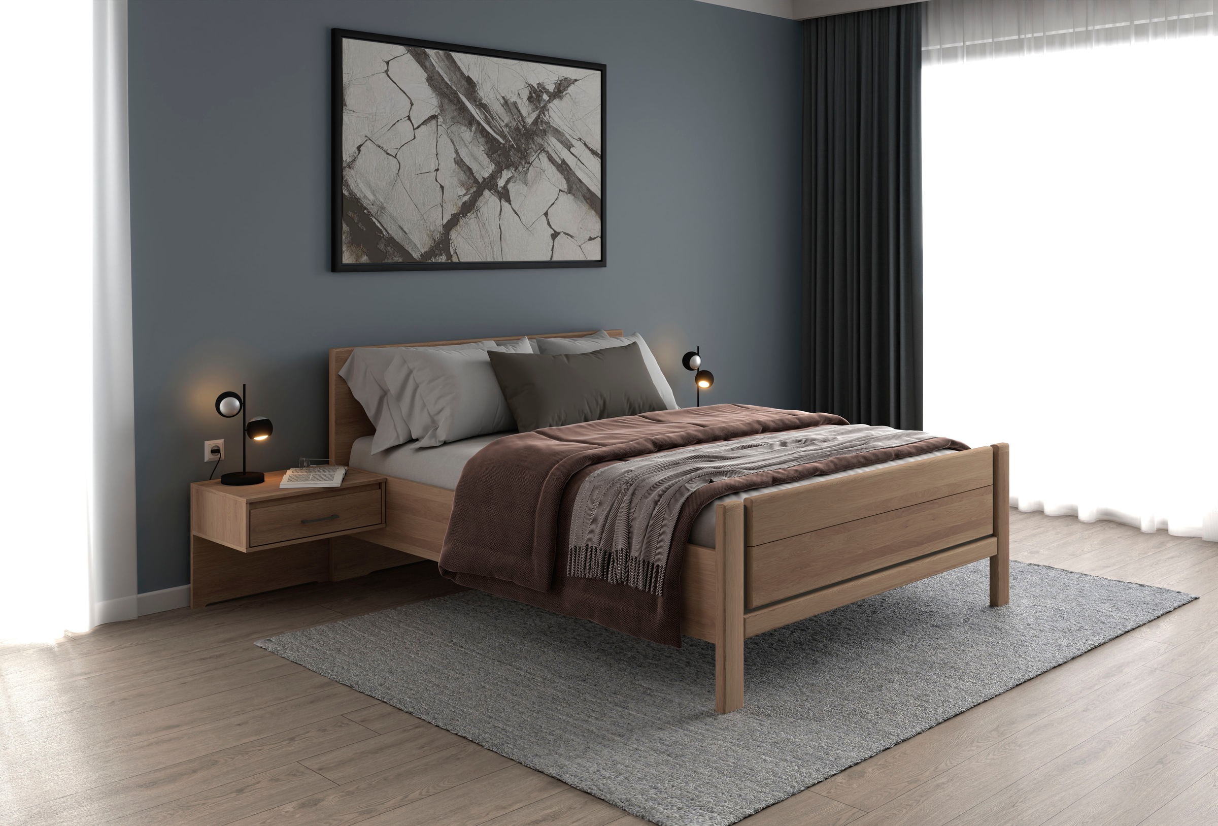 Musterring Holzbett "Sorrent, Bettgestell, Bettrahmen, teilmassiv Eiche", ( günstig online kaufen