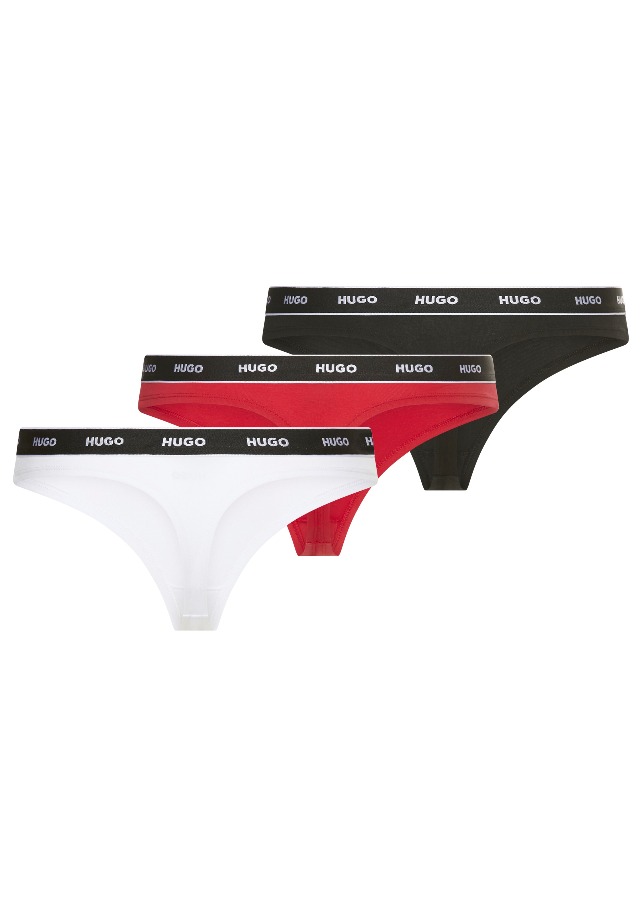 HUGO Underwear String »TRIPLET THONG STRIPE«, elastischer Bund mit Logo, enganliegend