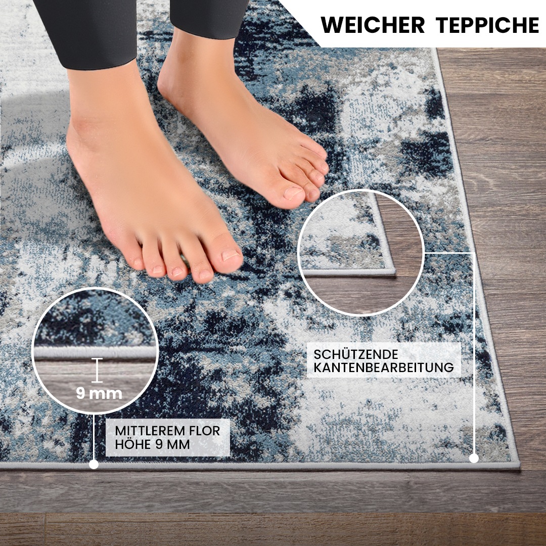 Livabliss Teppich »HELSINKI«, rund, 11 mm Höhe, Designerteppich in Marmor Optik, Kurzflor Wohnzimmerteppich/Läufer