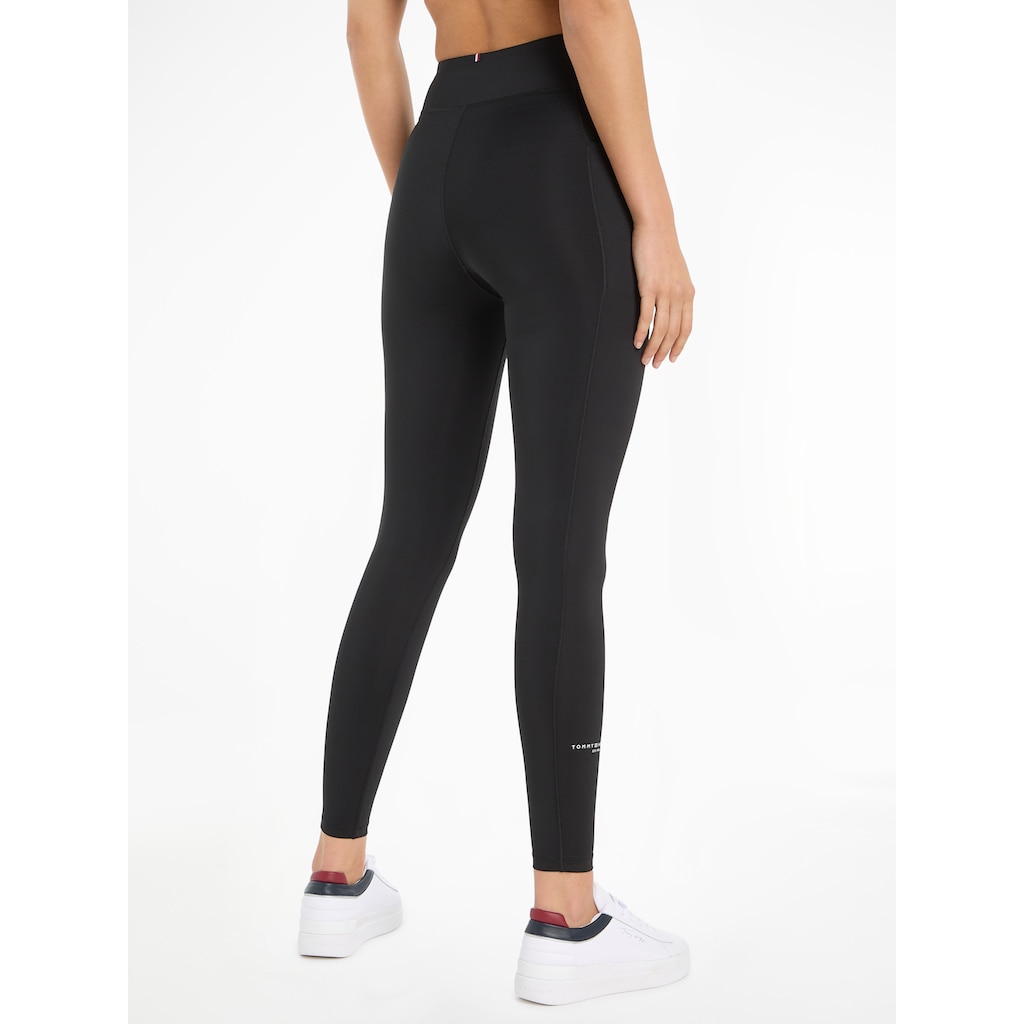 Tommy Hilfiger Sport Funktionsleggings »ESS RW MINI CORP LEGGING«, mit hohem Taillenbund, Hilfiger Logo-Schriftzug am Beinabschluss