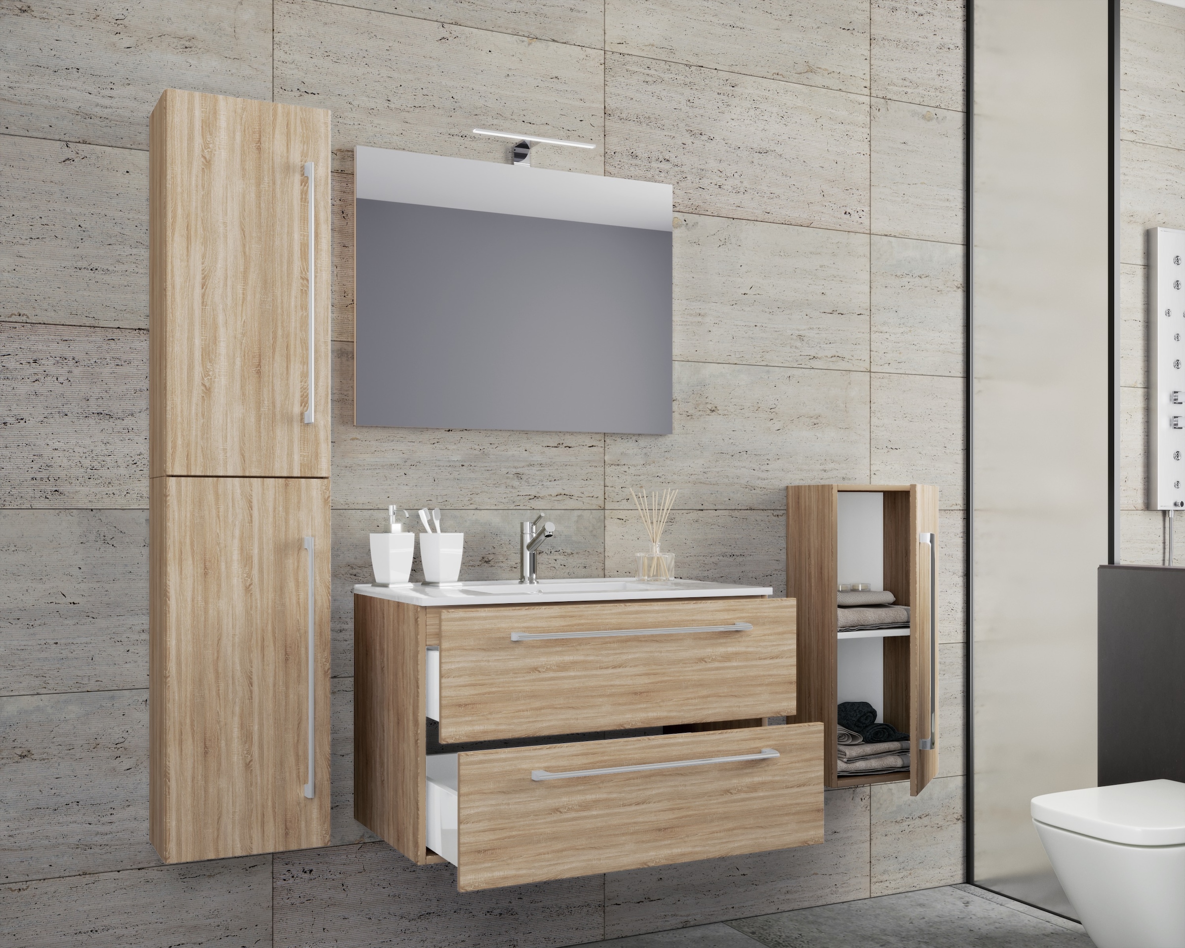 VCM Waschtisch »5-tlg. Waschplatz Waschtisch Badinos Schublade SP« 5 Stk. tlg.