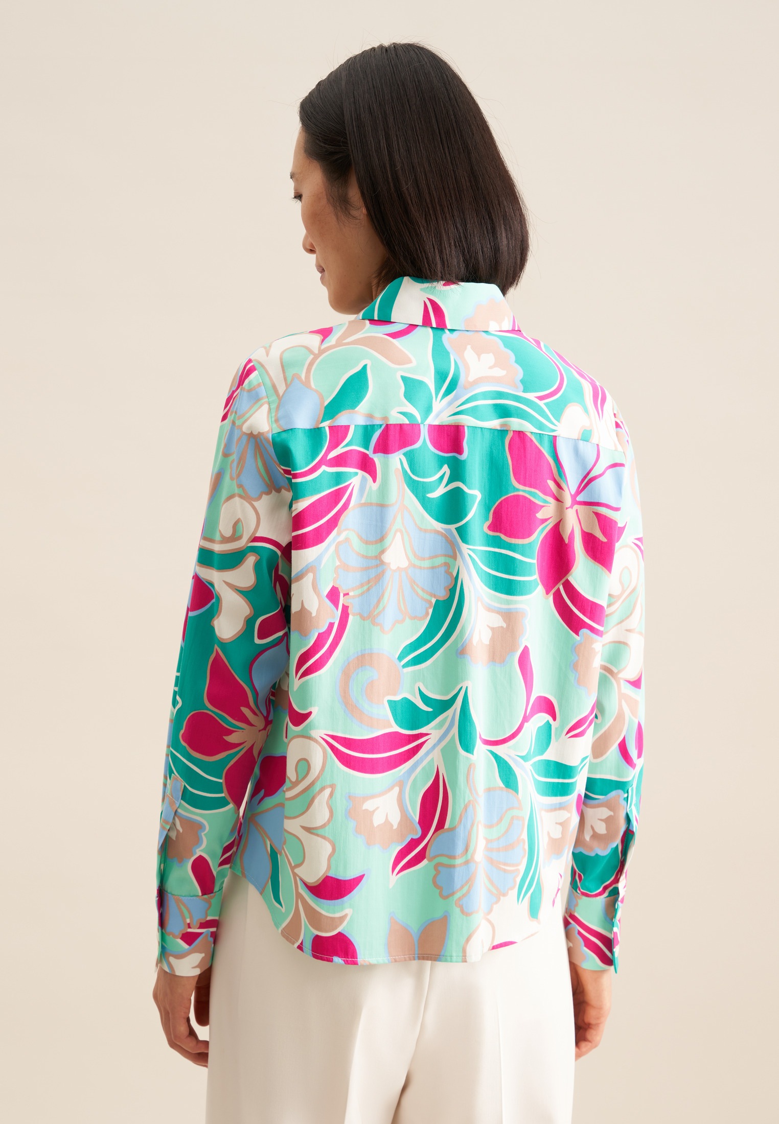seidensticker Hemdbluse »Schwarze Rose«, Langarm Kragen Floral