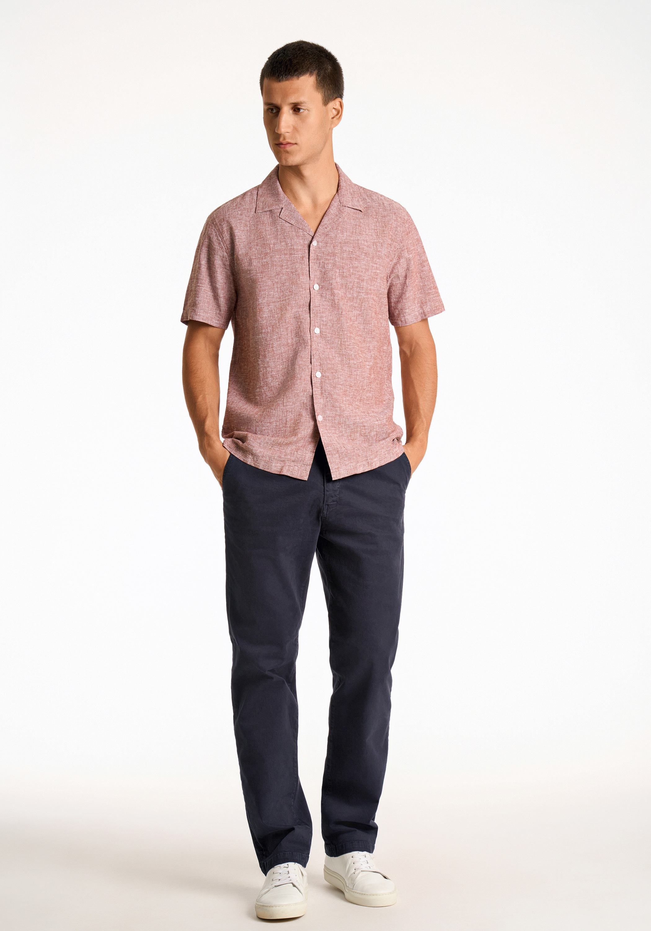 Leinenhemd LINDBERGH "Leinenhemd Relaxed Fit", Herren, Gr. M, Normalgrößen, burnt clay, Obermaterial: 55% Leinen, 45% Baumwolle, Hemden 2