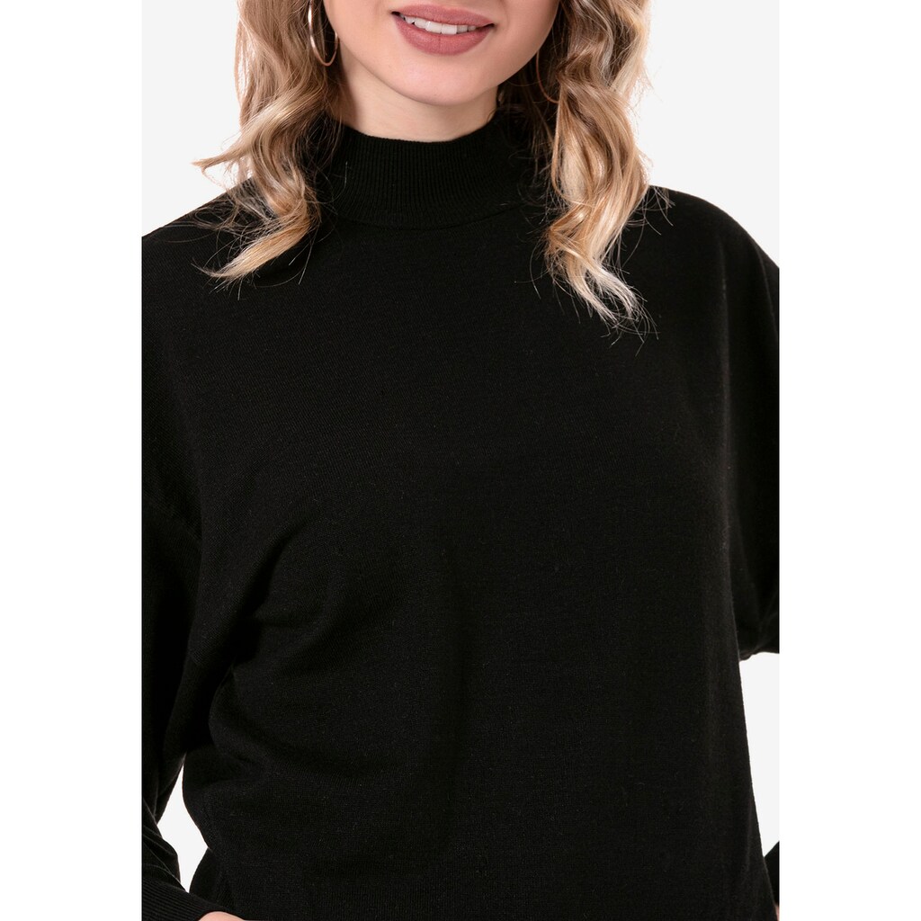 Damenmode Pullover Cipo & Baxx Rollkragenpullover, mit hochabschliessendem Kragen schwarz