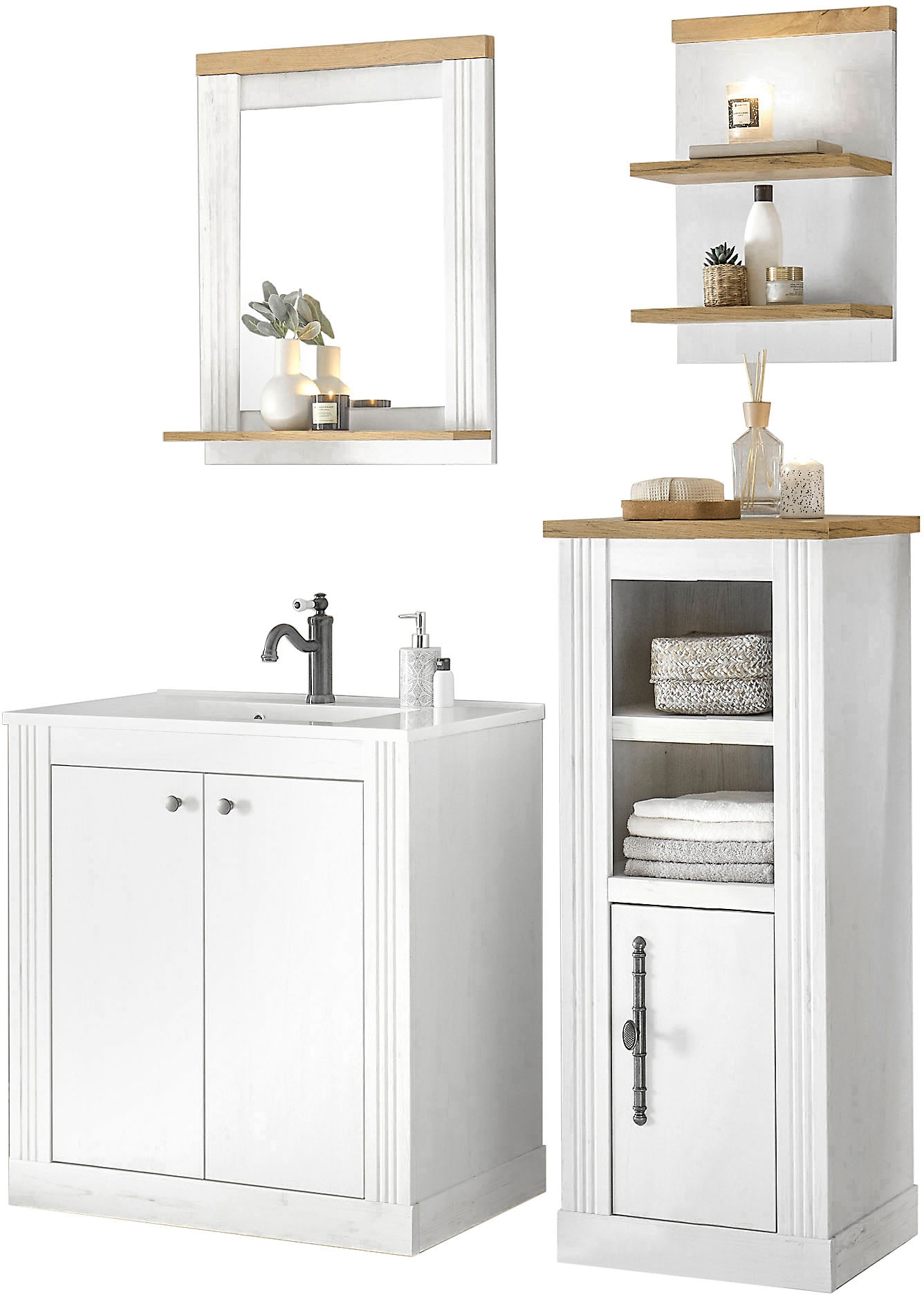 OTTO home Badmöbel-Set "WESTMINSTER, Bad im Landhausstil, 2-teiliges Badezi günstig online kaufen